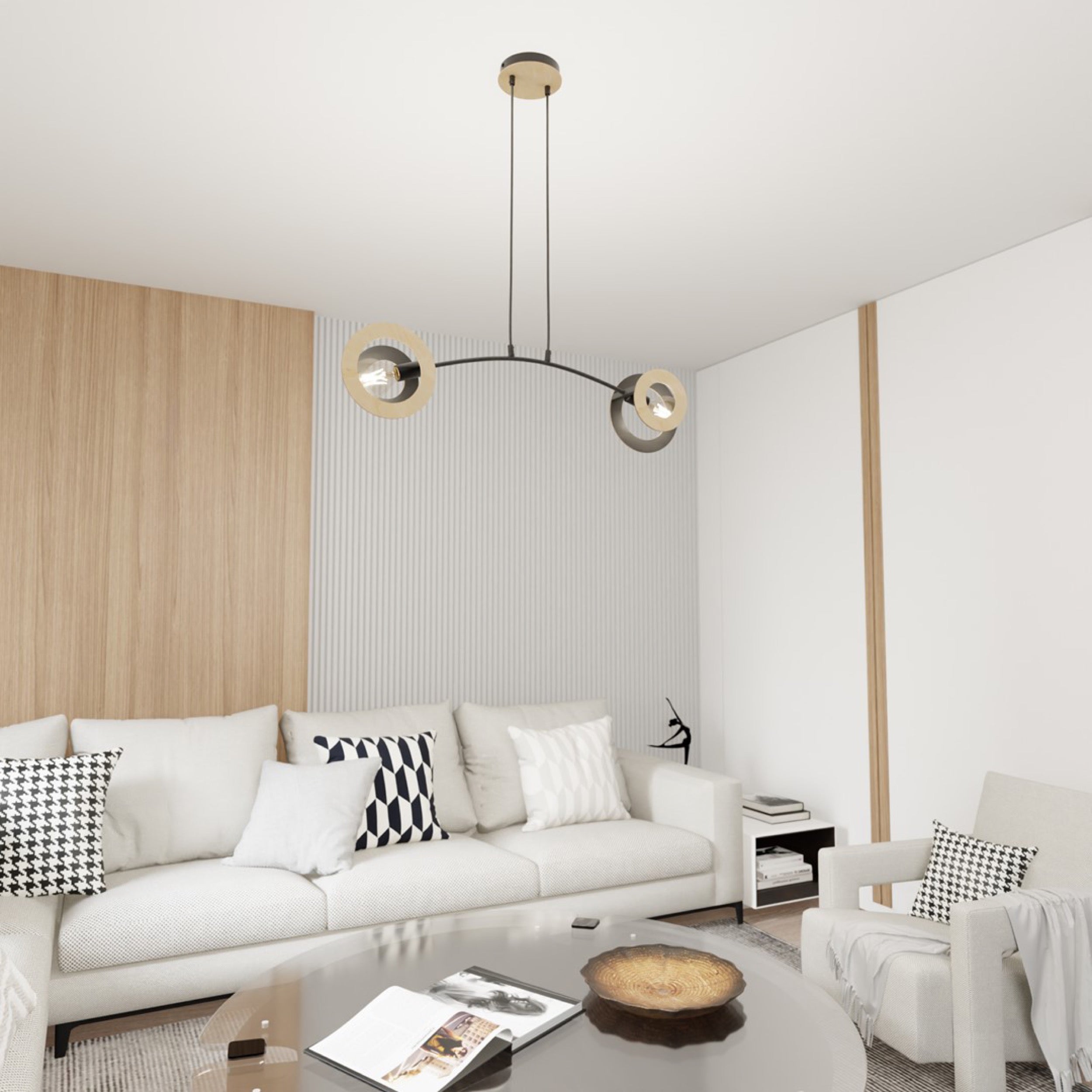 Lampa sufitowa Skiva x2 czarno-brazowa