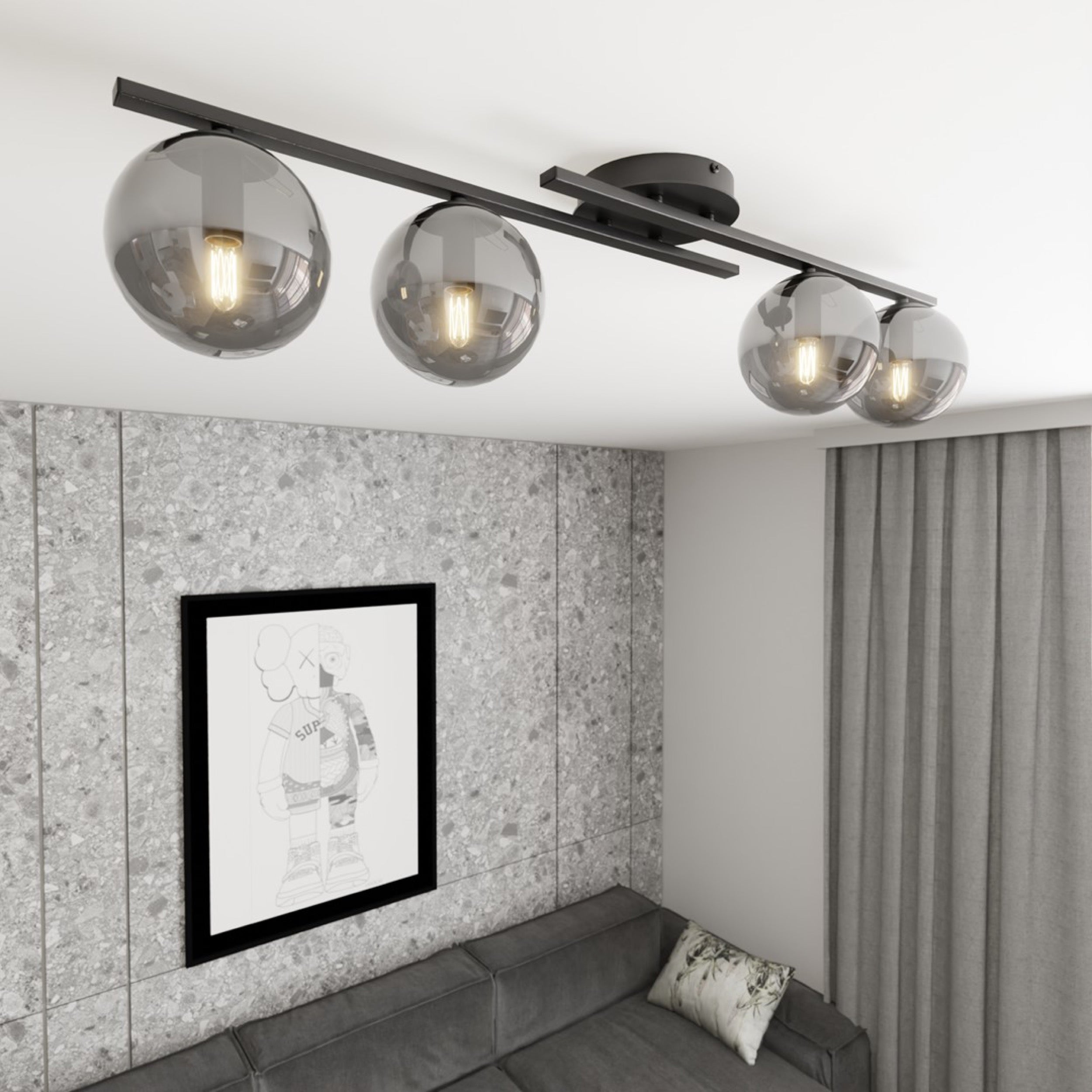 Lampa sufitowa Kairo x4 czarna