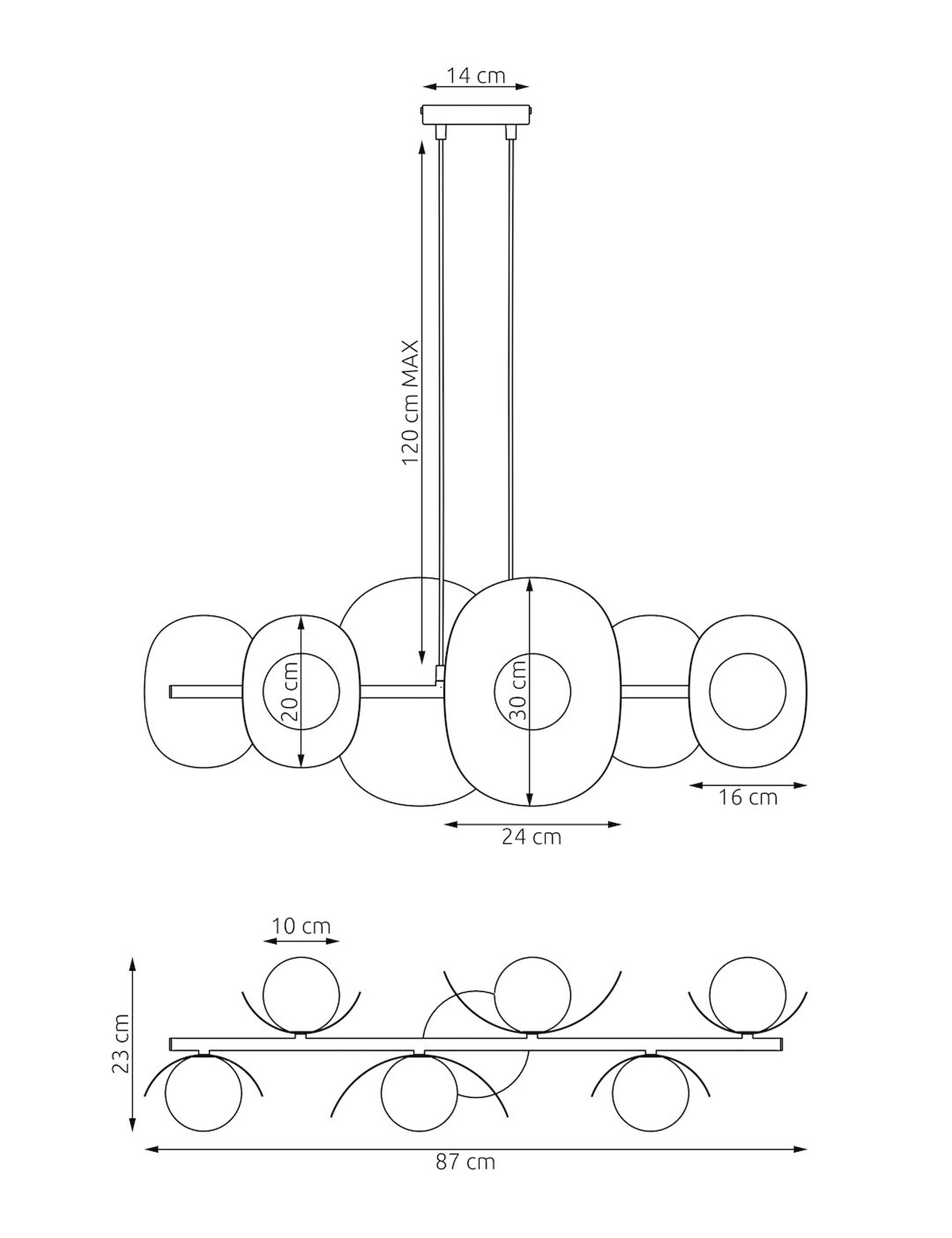 Lampa wisząca Elementi x6 ciepły szary