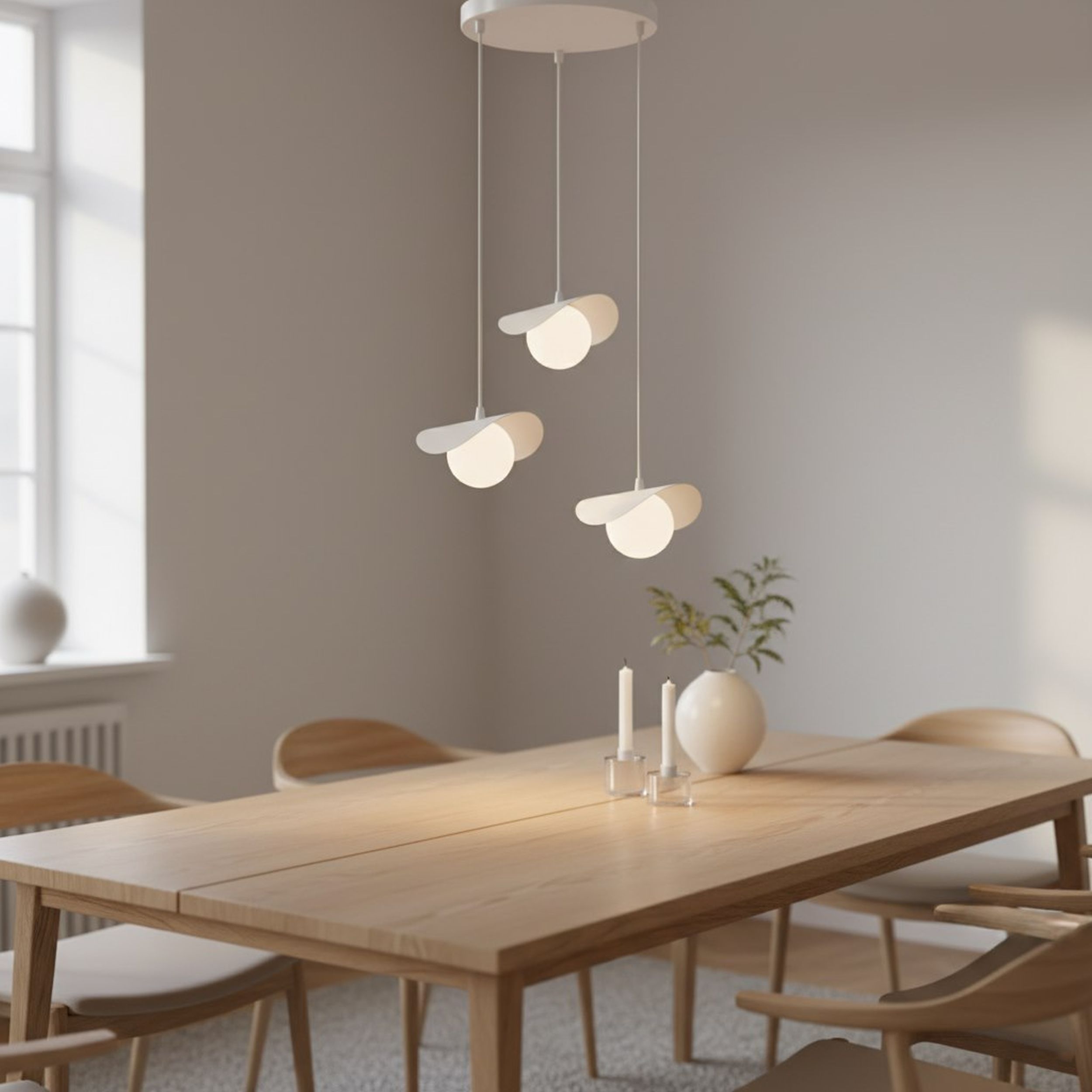 Lampa wisząca Ritual x3 biała na okrągłej podsufitce