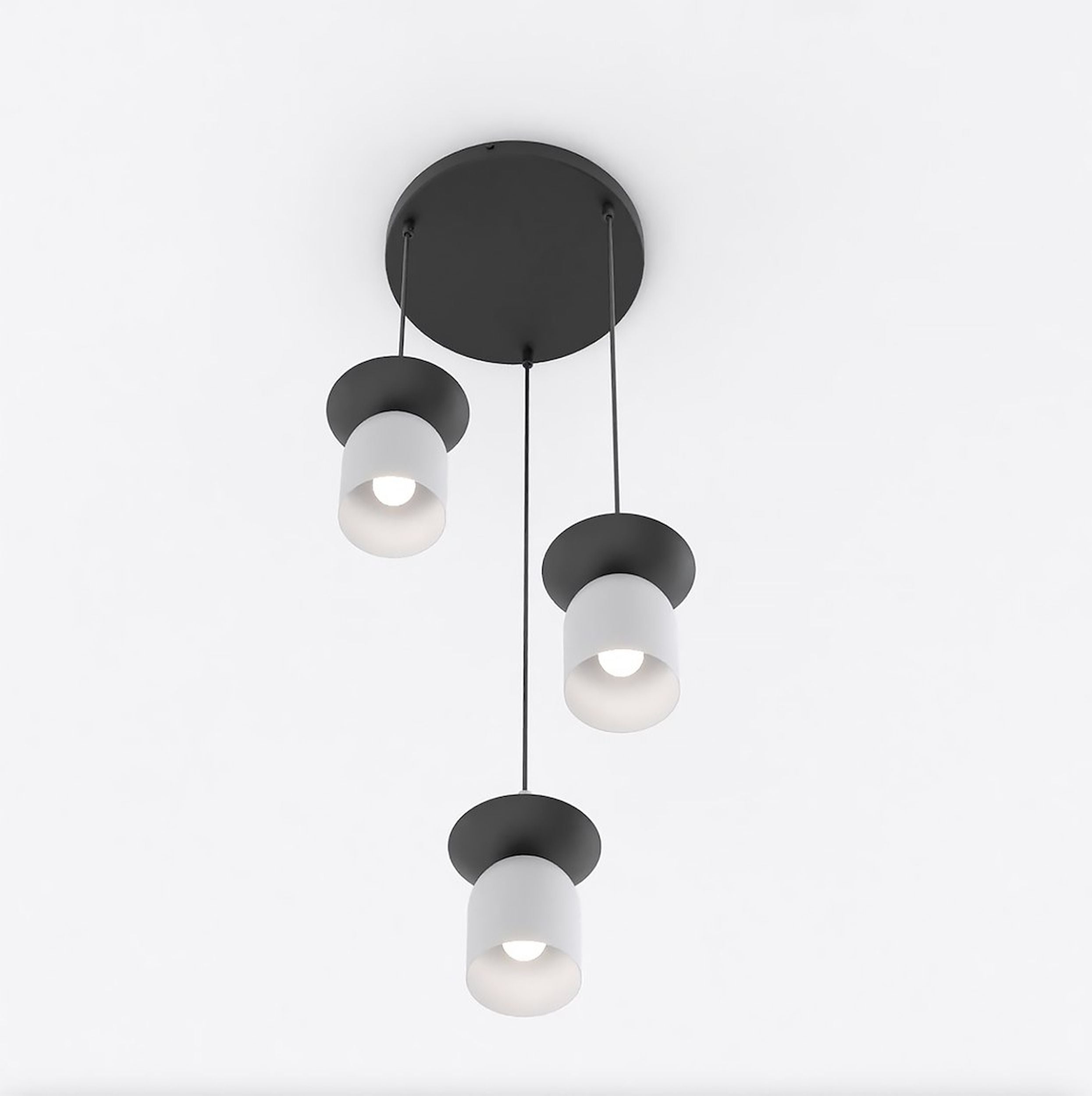 Lampa wisząca Ego x3 czarny/ciepły szary na okrągłej podsufitce