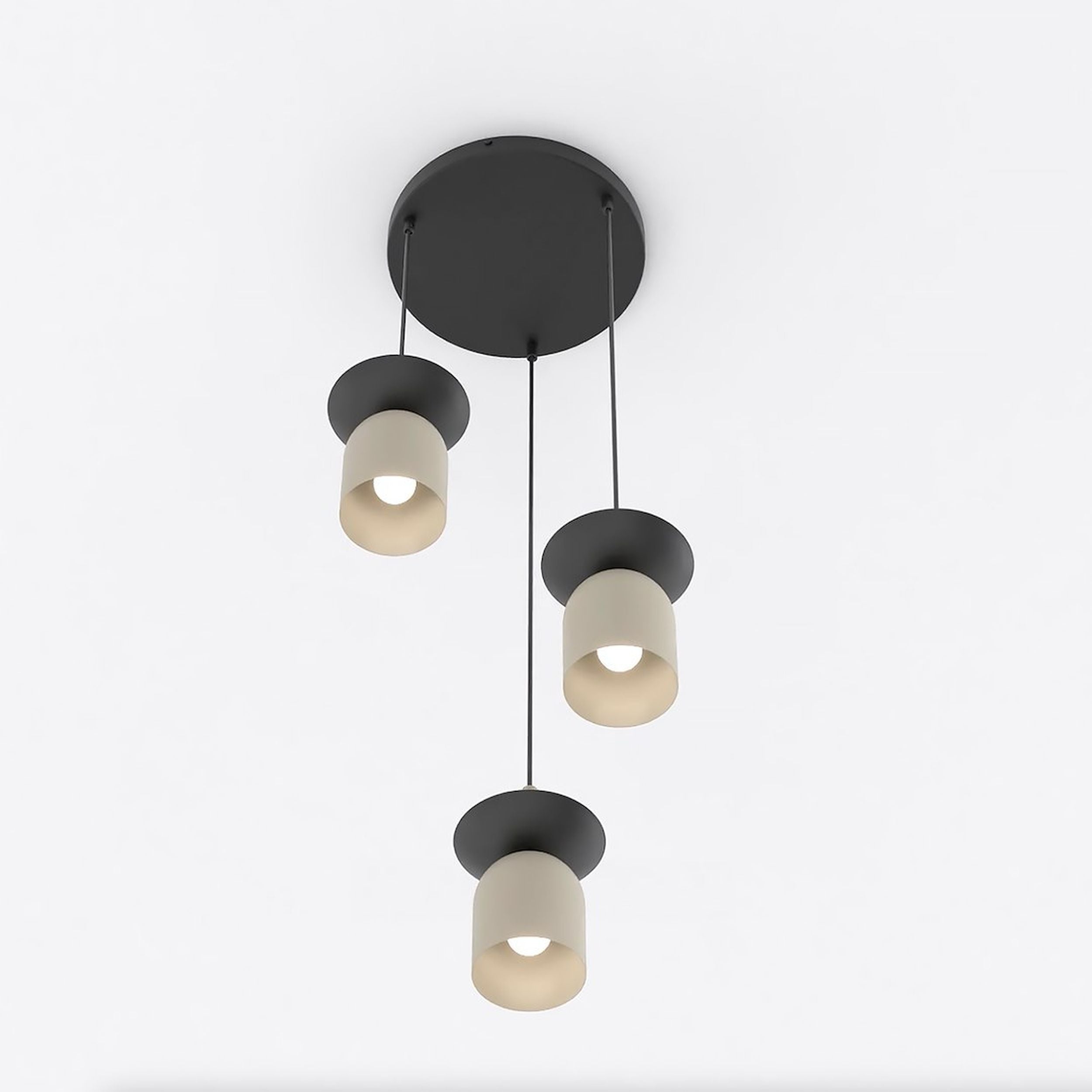 Lampa wisząca Ego x3 czarny/mokka na okrągłej podsufitce