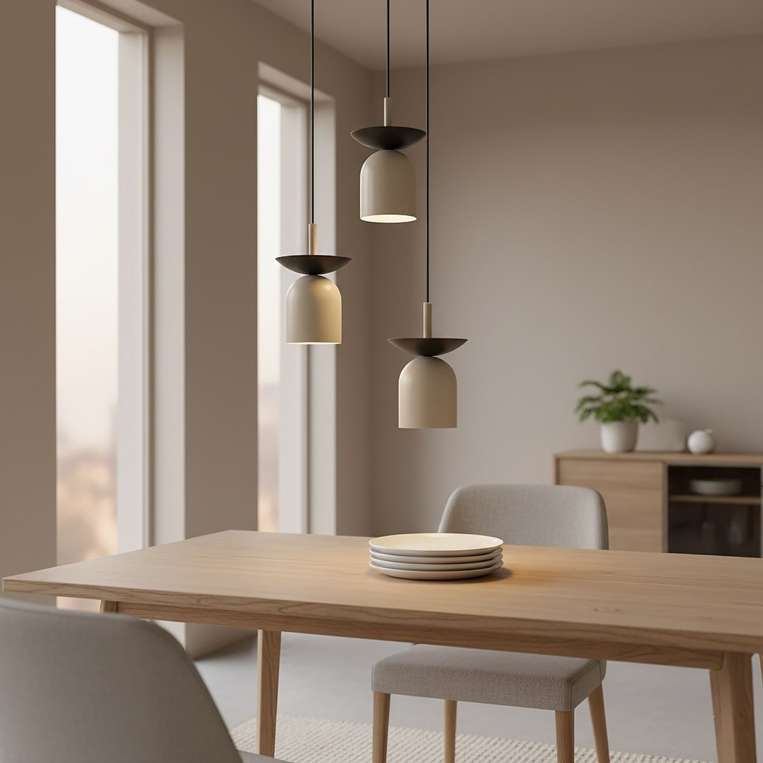 Lampa wisząca Ego x3 czarny/mokka na okrągłej podsufitce