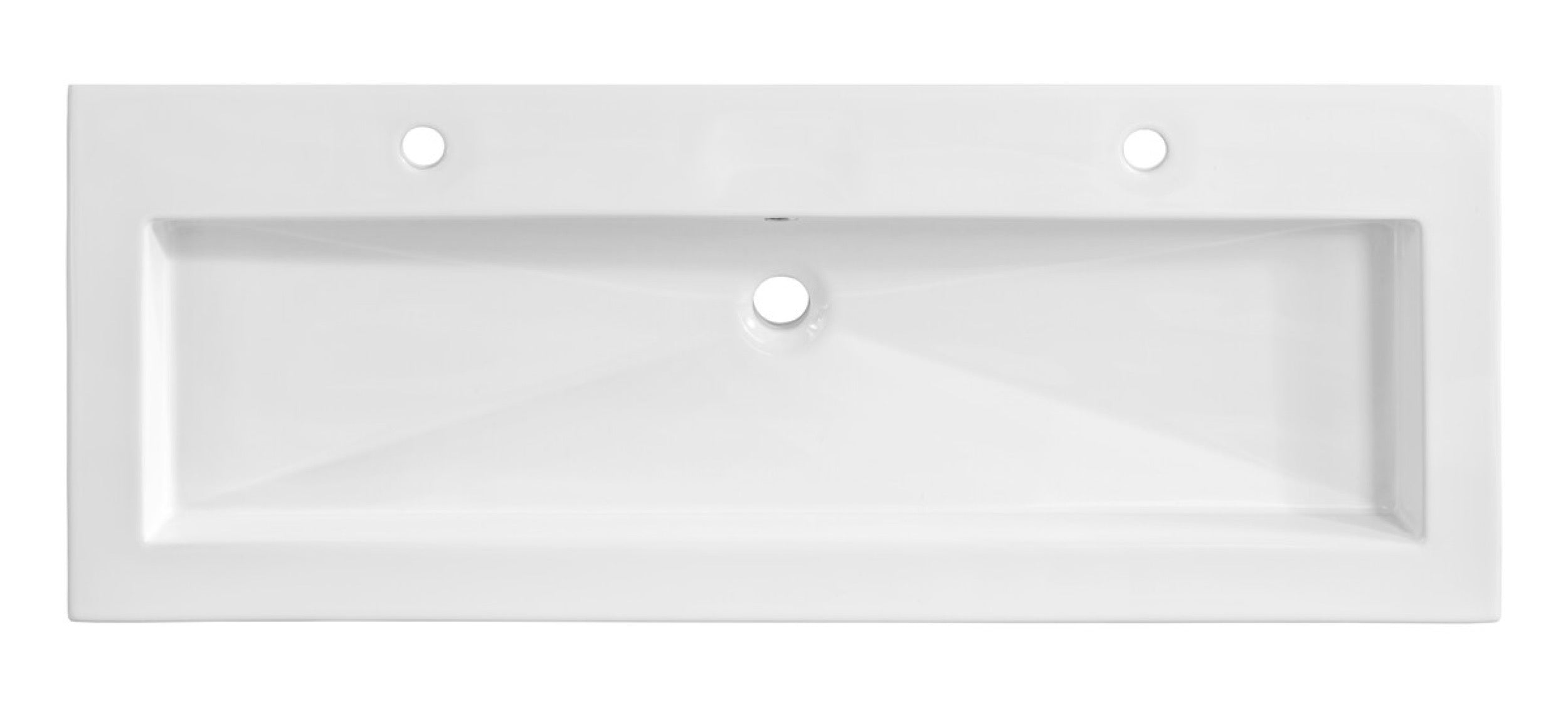 Umywalka łazienkowa jednokomorowa Spirit 120x46 cm z dwoma otworami na baterie bialy połysk
