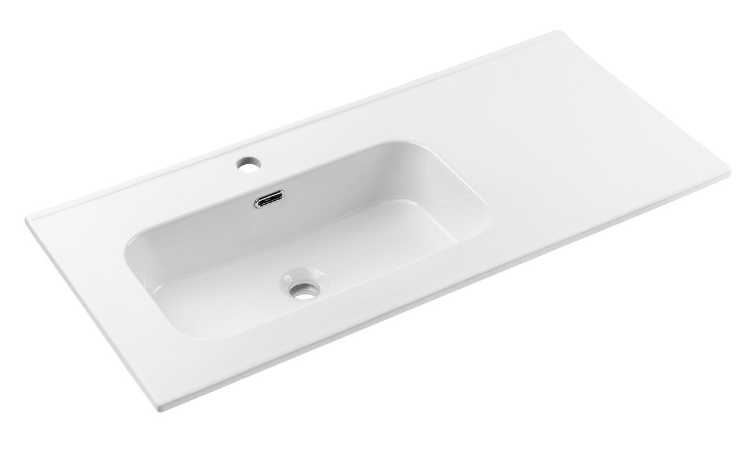 Umywalka łazienkowa jednokomorowa Go 100x46 cm z blatem ceramicznym po prawej stronie biały połysk