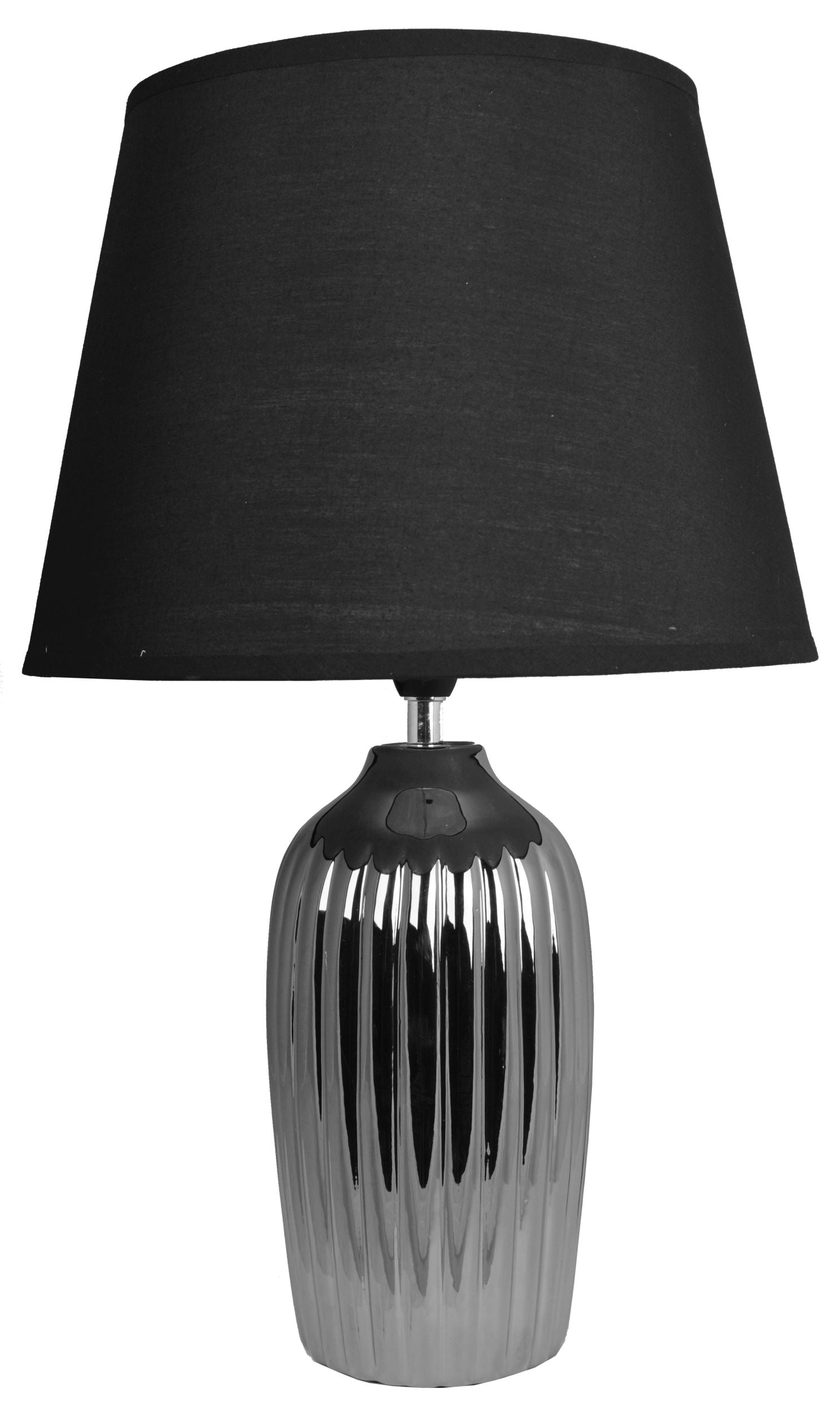 Lampa stołowa Oliney srebrna z czarnym abażurem