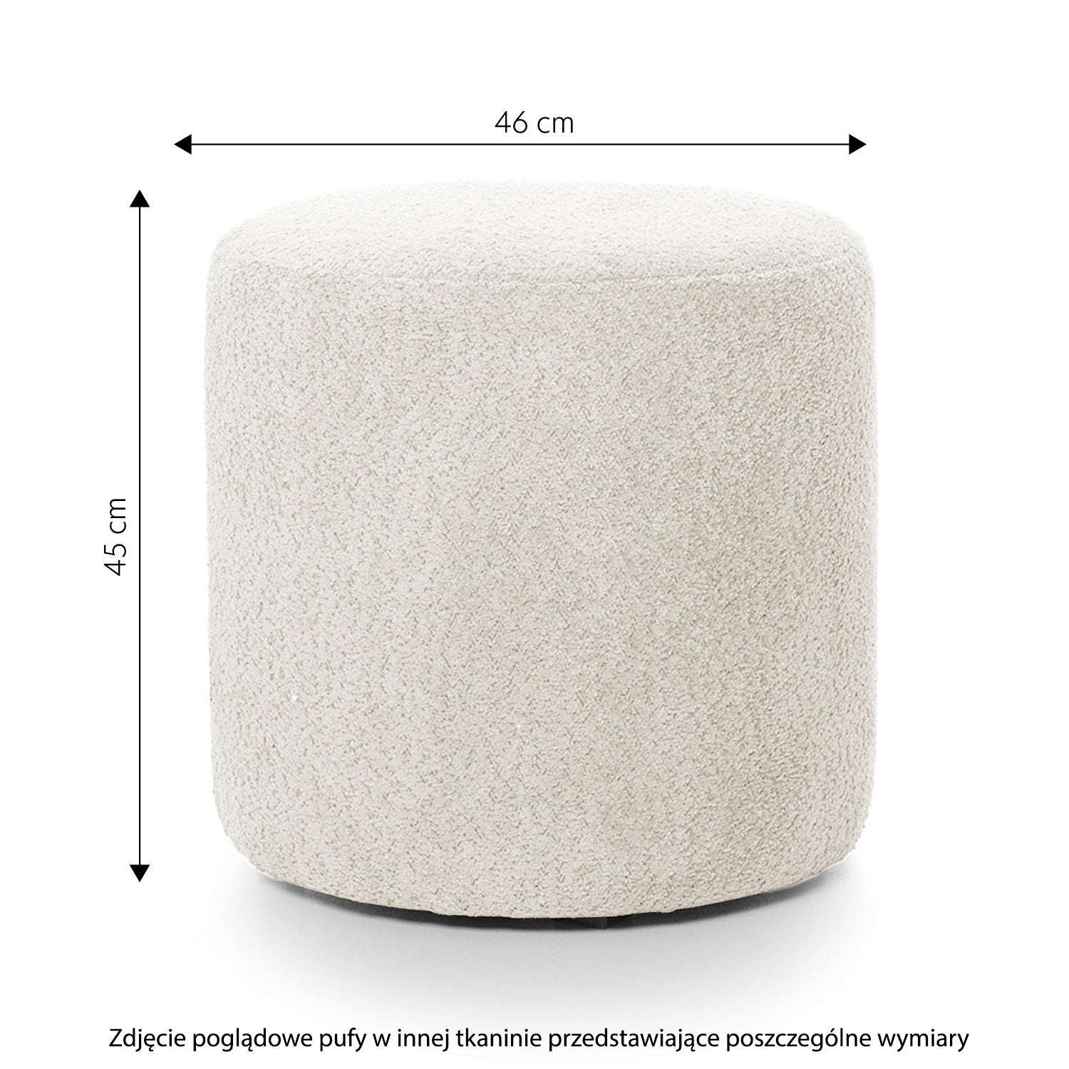 Pufa okrągła Seppio 45 cm szarobrązowa w tkaninie boucle