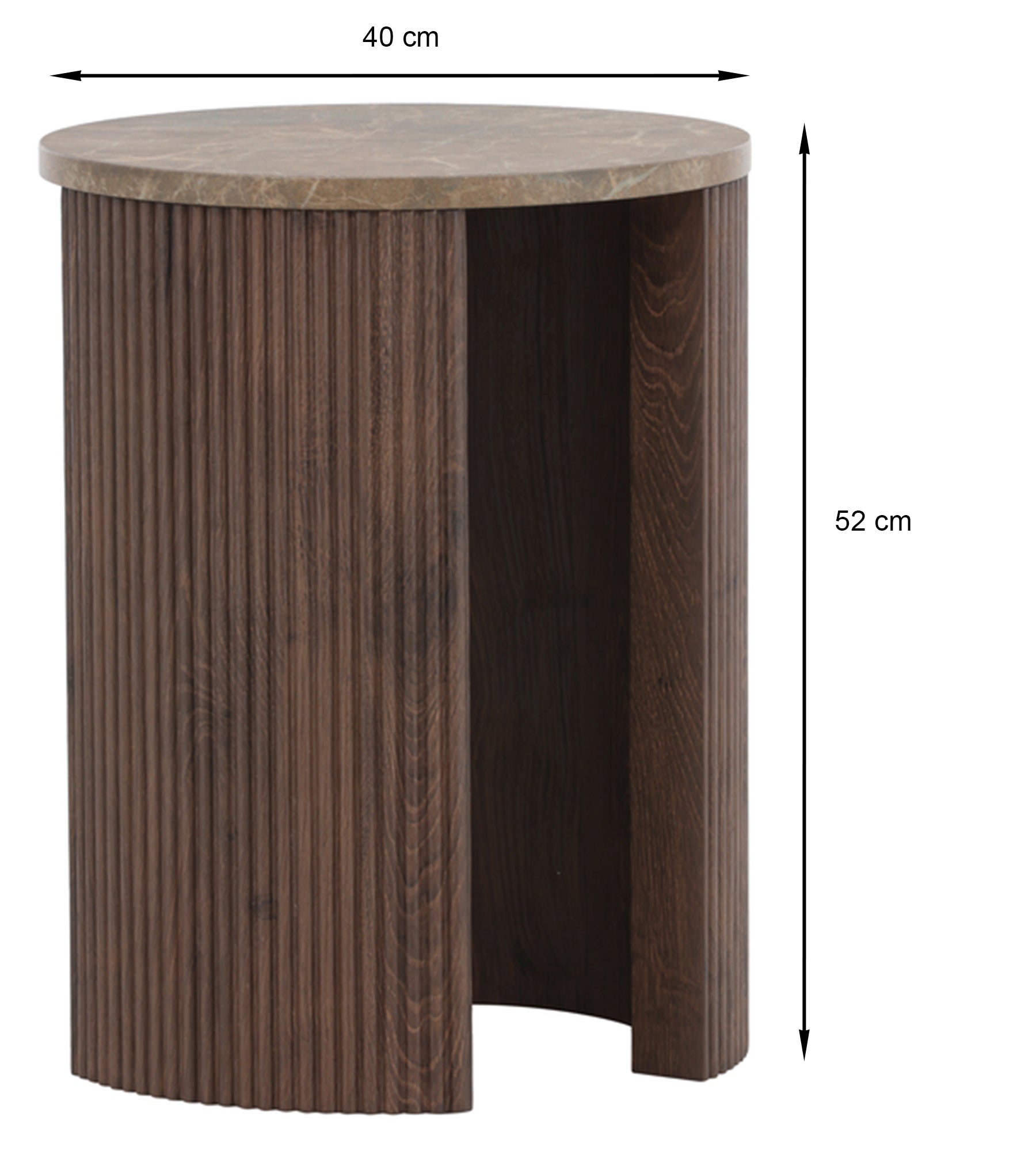 Stolik kawowy Comitty okrągły 40 cm mokka z ryflowaną podstawą