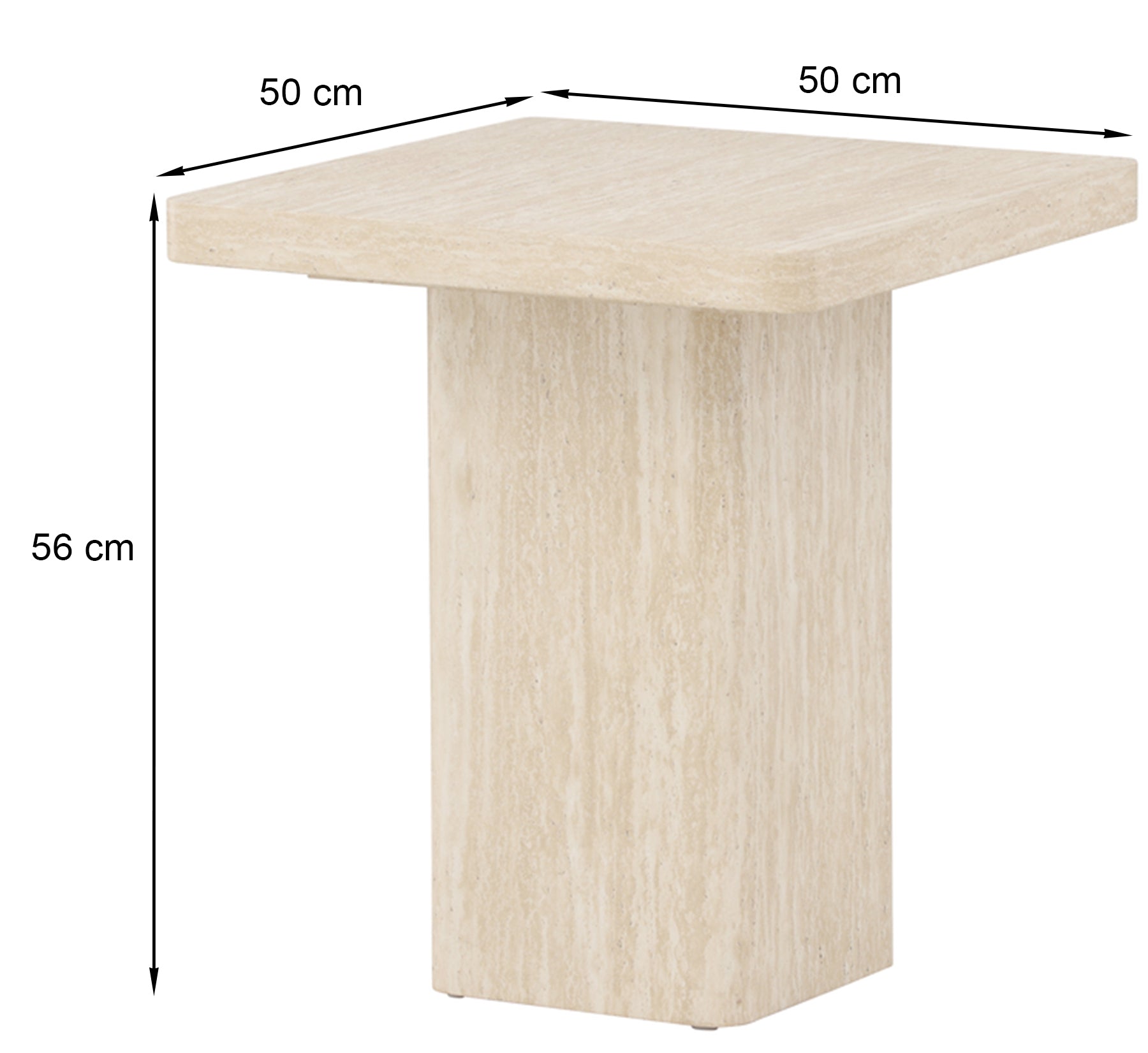 Stolik kawowy Qvart kwadratowy 50 cm trawertyn