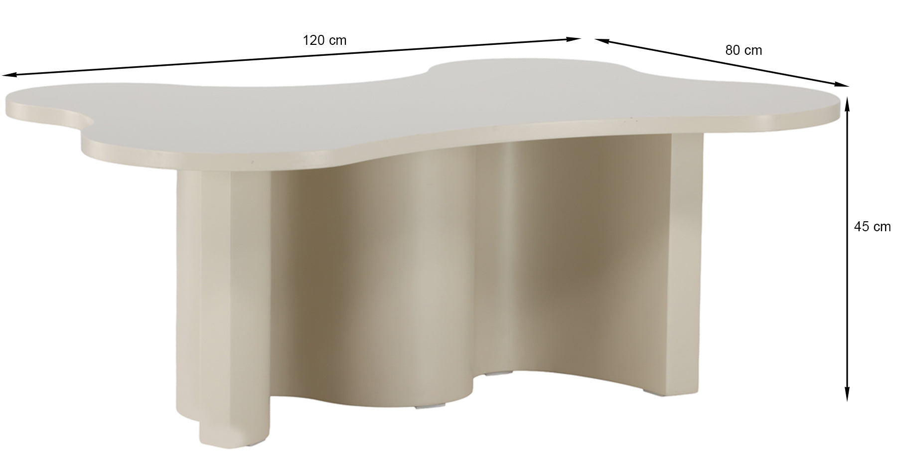 Stolik kawowy Rinae 120x80 cm beżowy z blatem o nieregularnym kształcie - styl nowoczesny