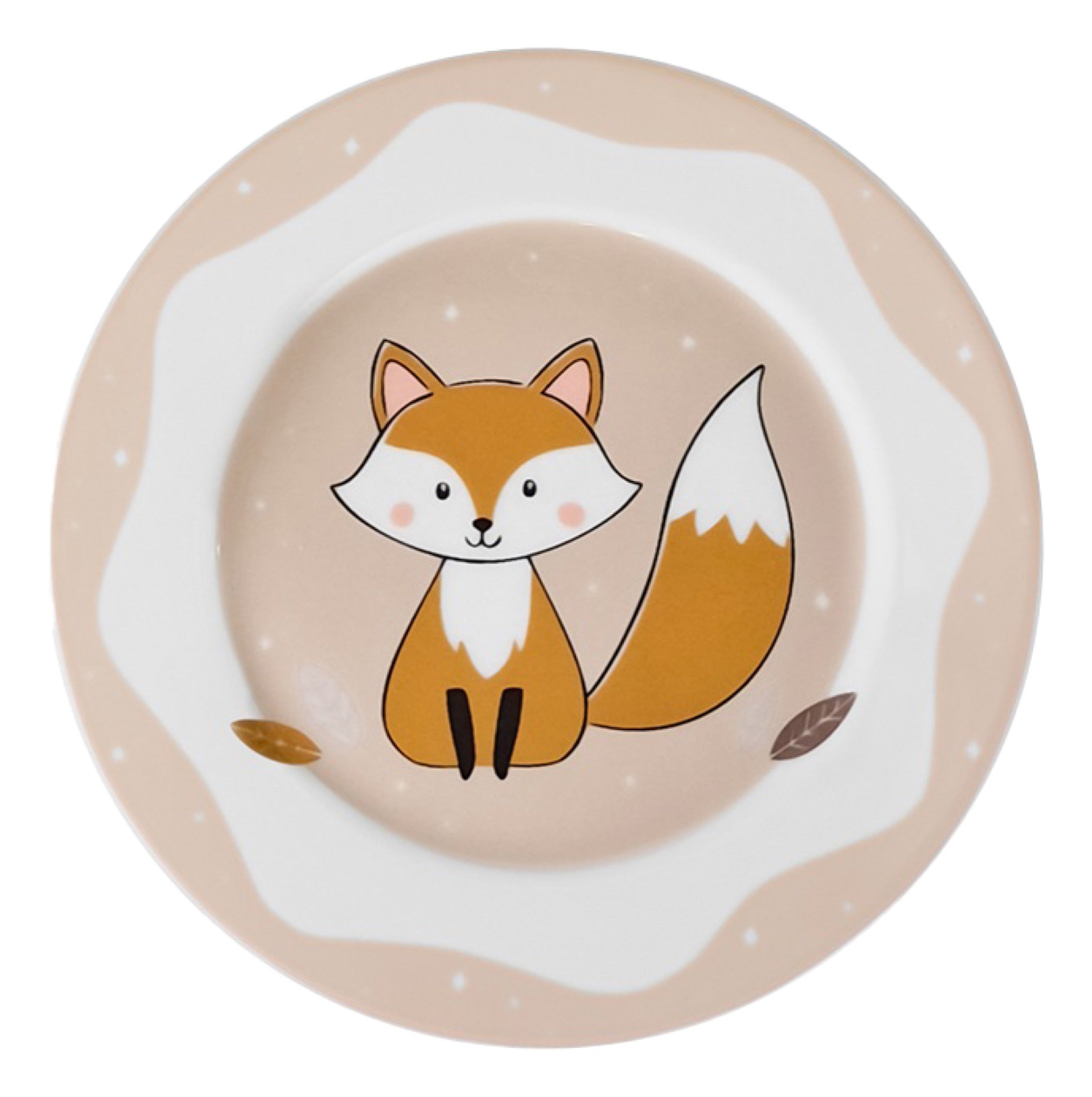 Zestaw dziecięcy porcelanowy dla 1 os. Lisek biało-brązowy