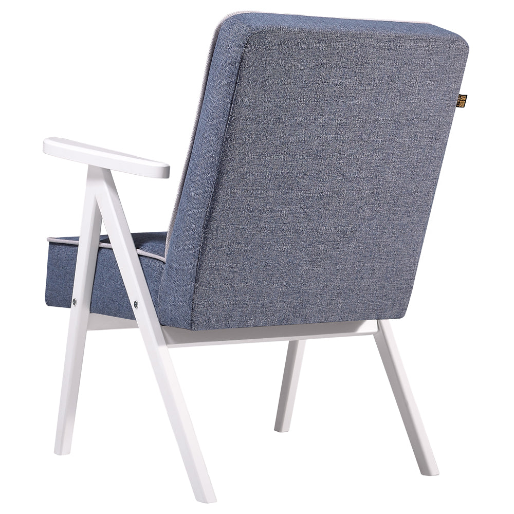 Fotel MidCentury niebiesko jasnoszary łatwoczyszczący - materiał pianka meblowa