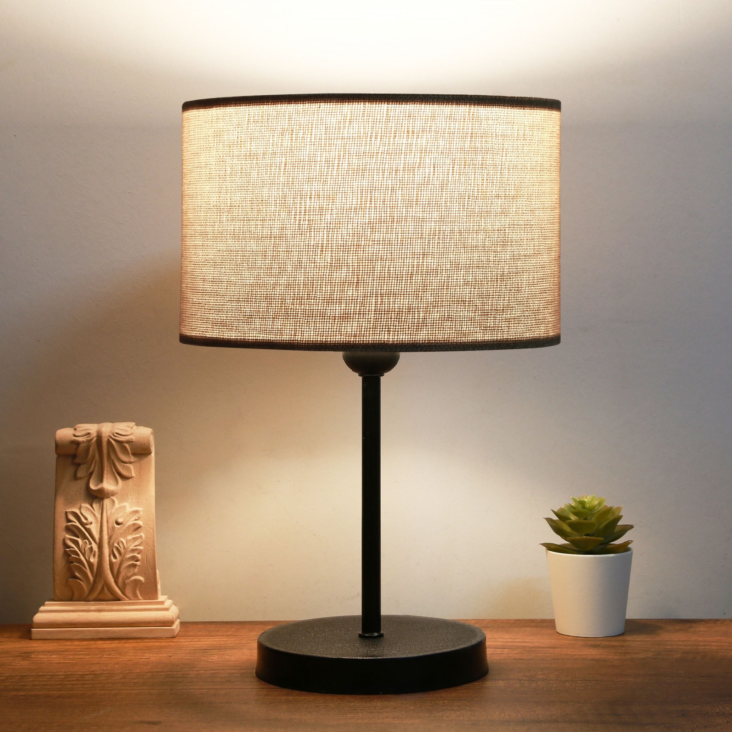 Lampa stołowa Adopina średnica 24 cm beżowa