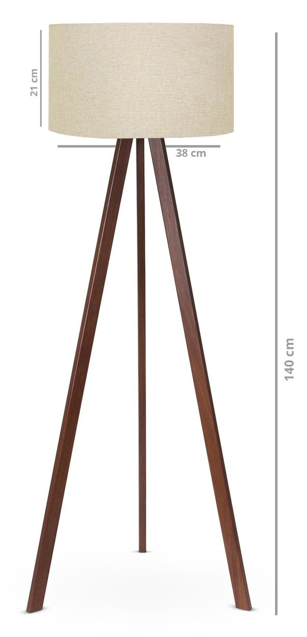 Lampa podłogowa Salika jasnobeżowa na brązowym stelażu
