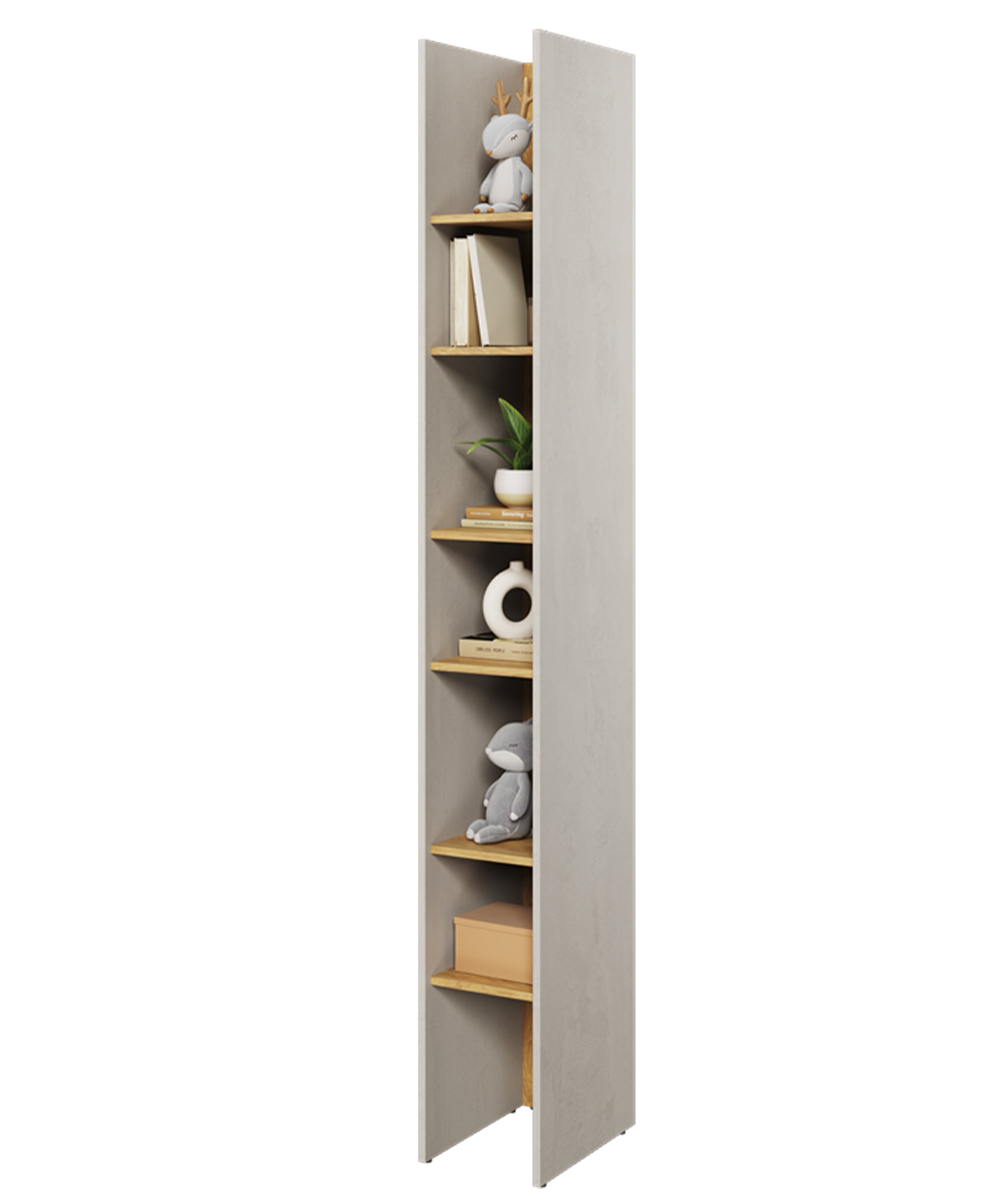 Regał na książki Teen Flex 27 cm Silk flou hikora naturalna - materiał płyta meblowa