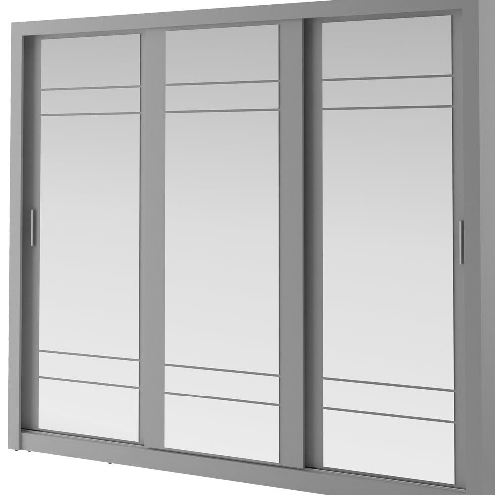 Szafa Arti 250 cm z trzema lustrami szara - głębokość 60 cm