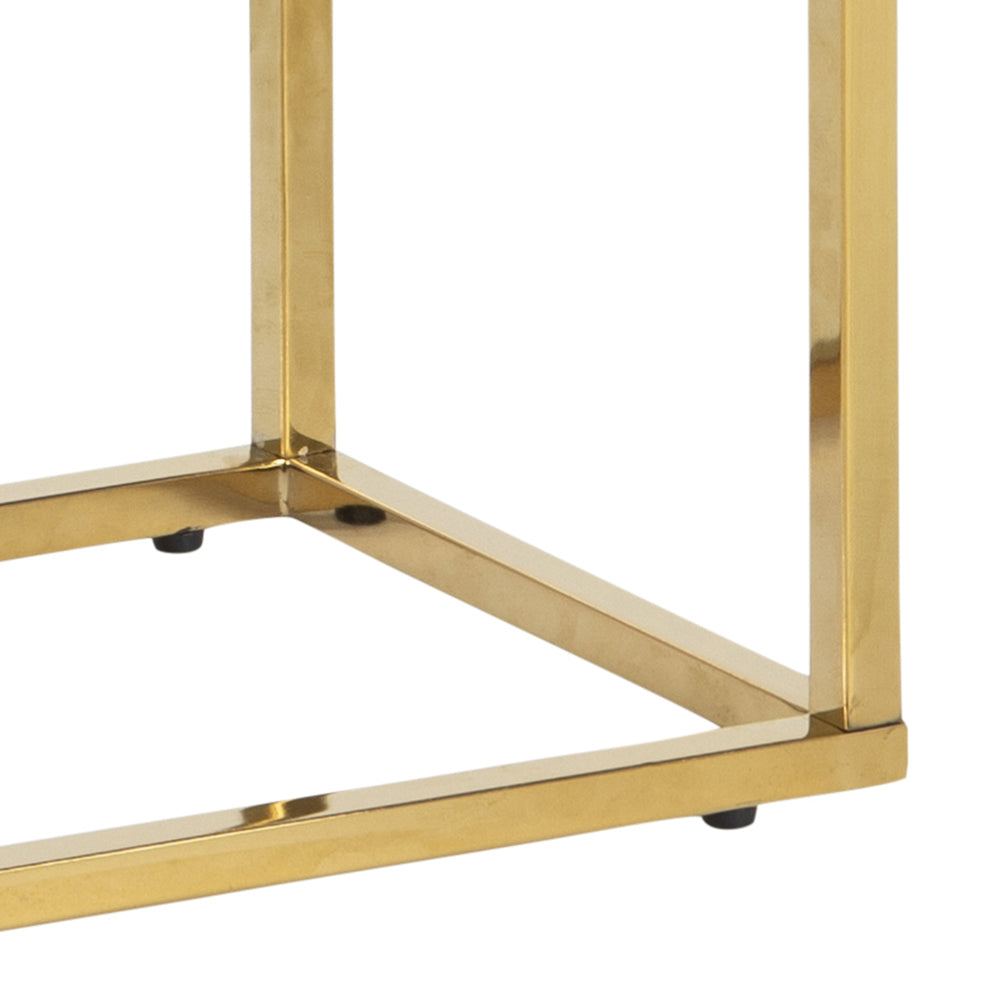 Konsola do przedpokoju Alisma 80x26 cm biały marmur na złotej podstawie