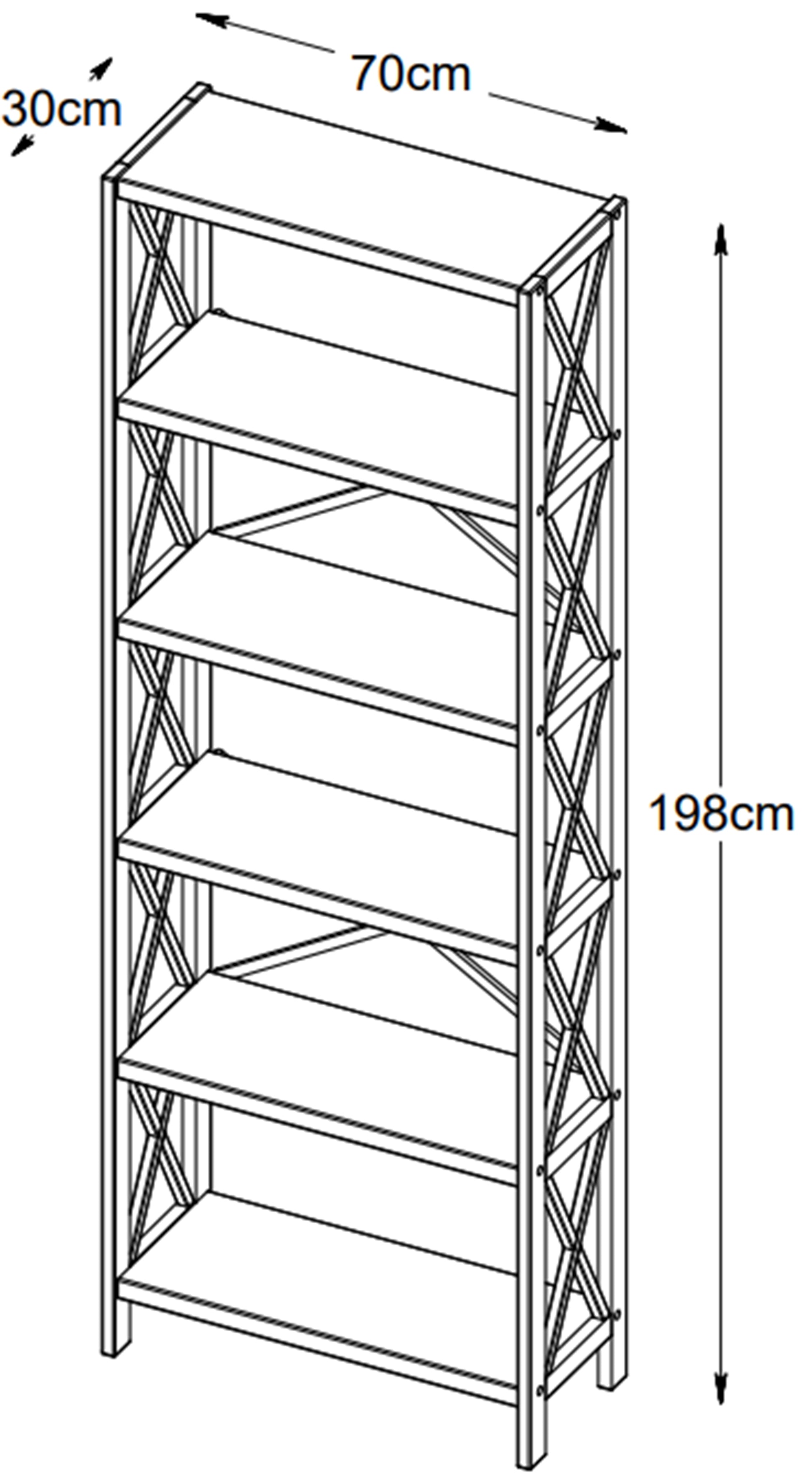 Regał Mighly 198 cm - szerokość 70 cm
