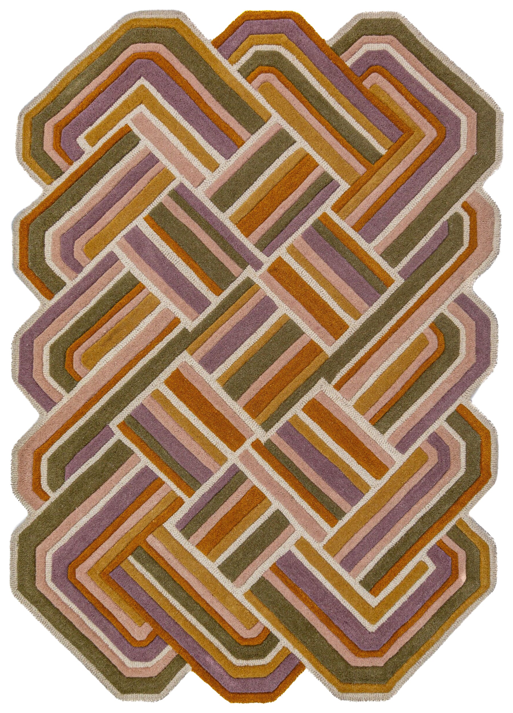 Dywan wełniany ręcznie wykonany Lattice 160x230 cm fioletowy