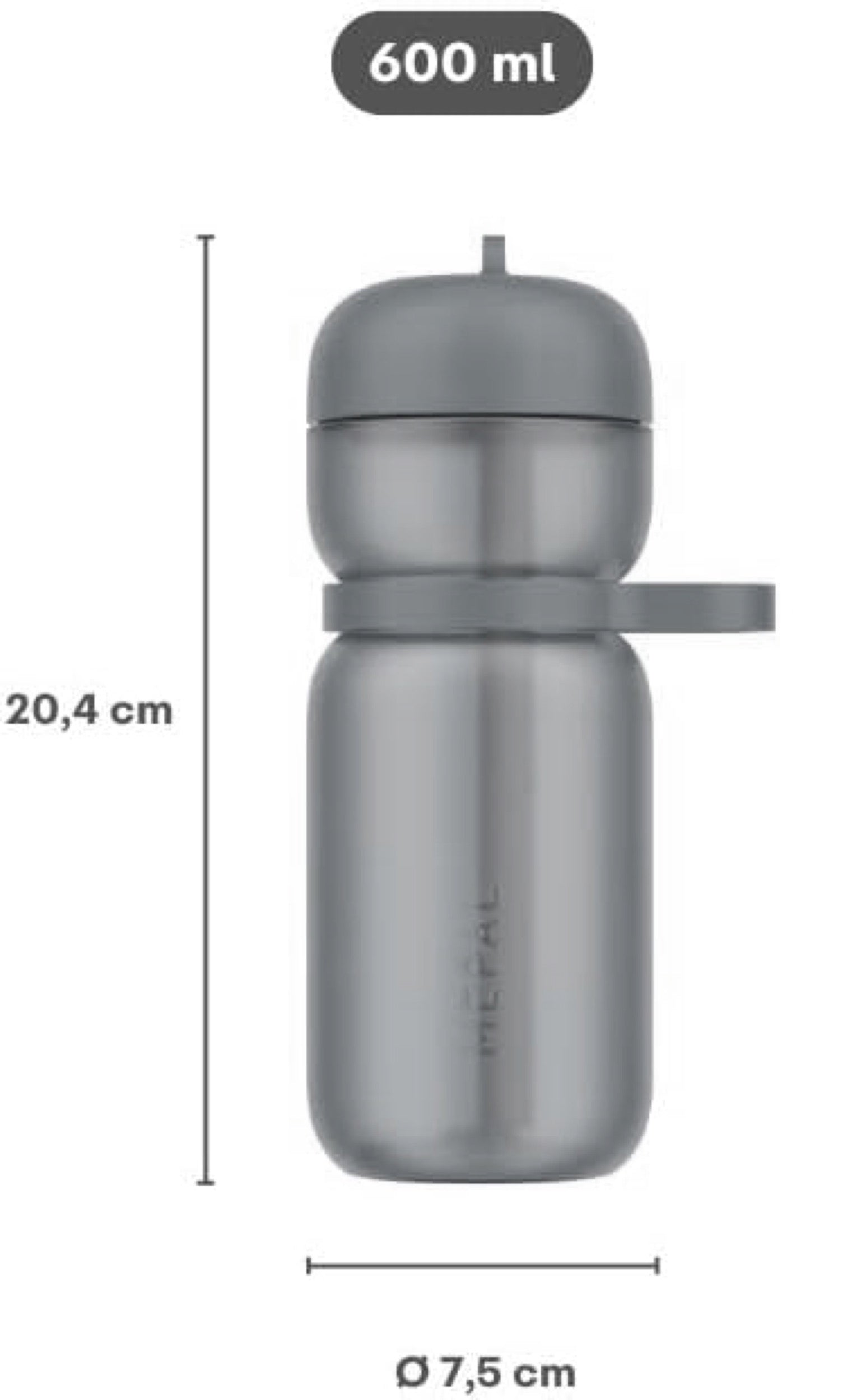 Bidon sportowy ze słomką Active 600 ml biały