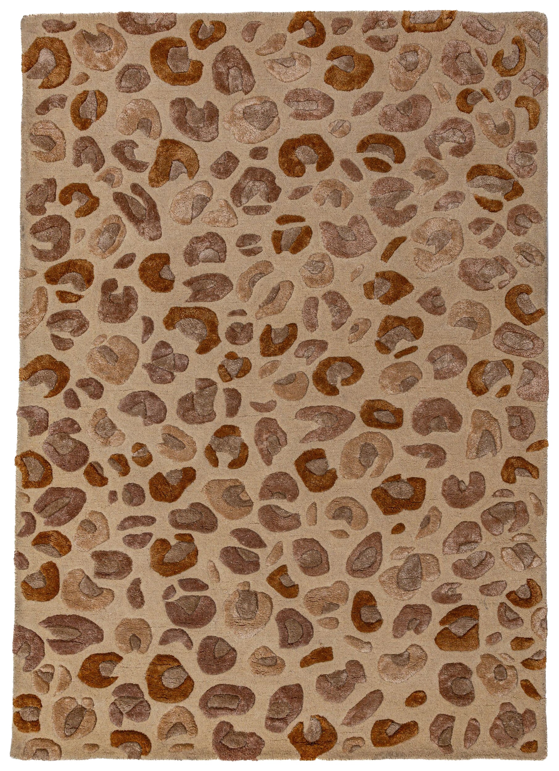 Dywan z wełną Leopard Print 160x230 cm beżowy