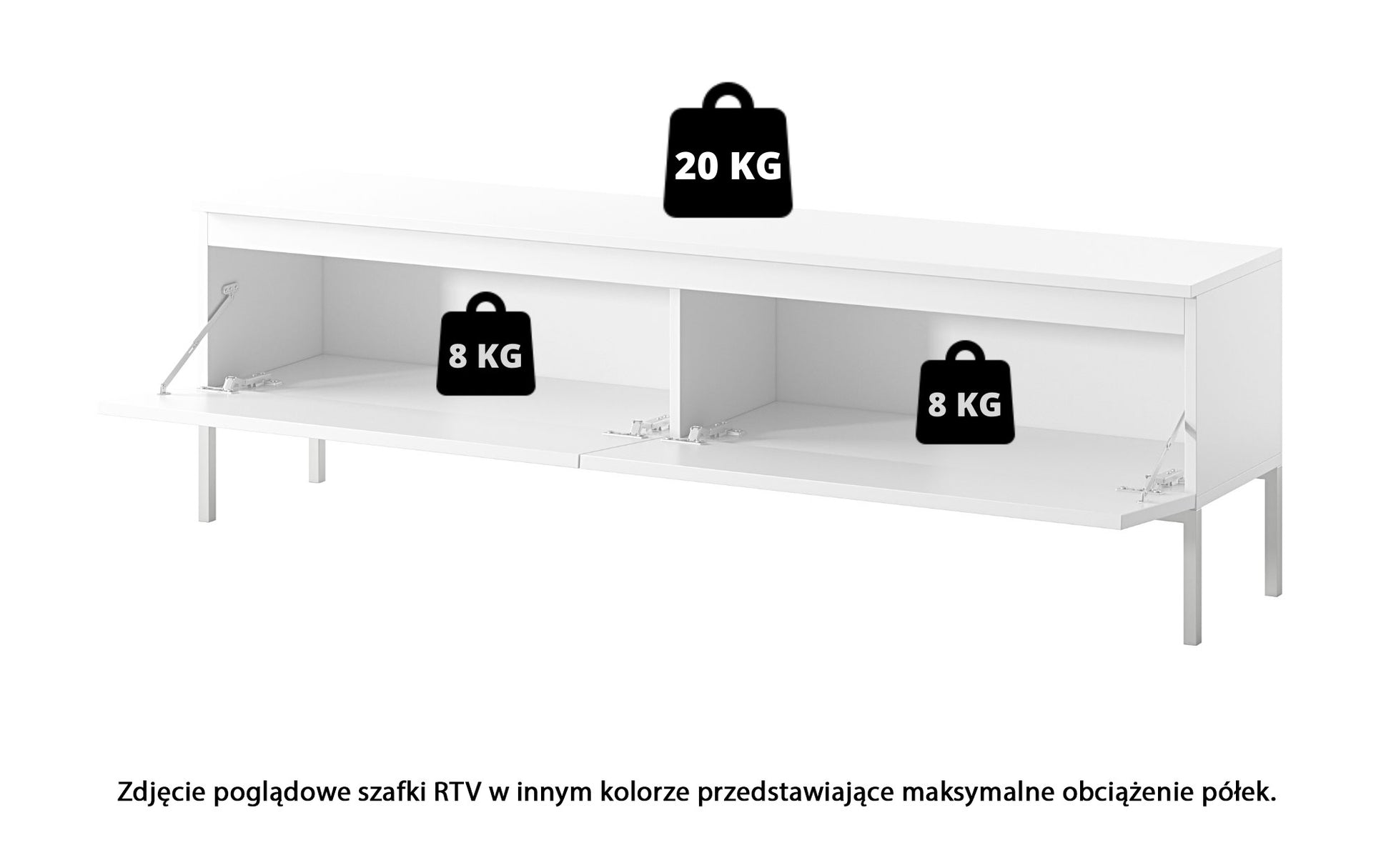 Szafka RTV Bemmi 150 cm czarna ze złotymi nogami - głębokość 32 cm