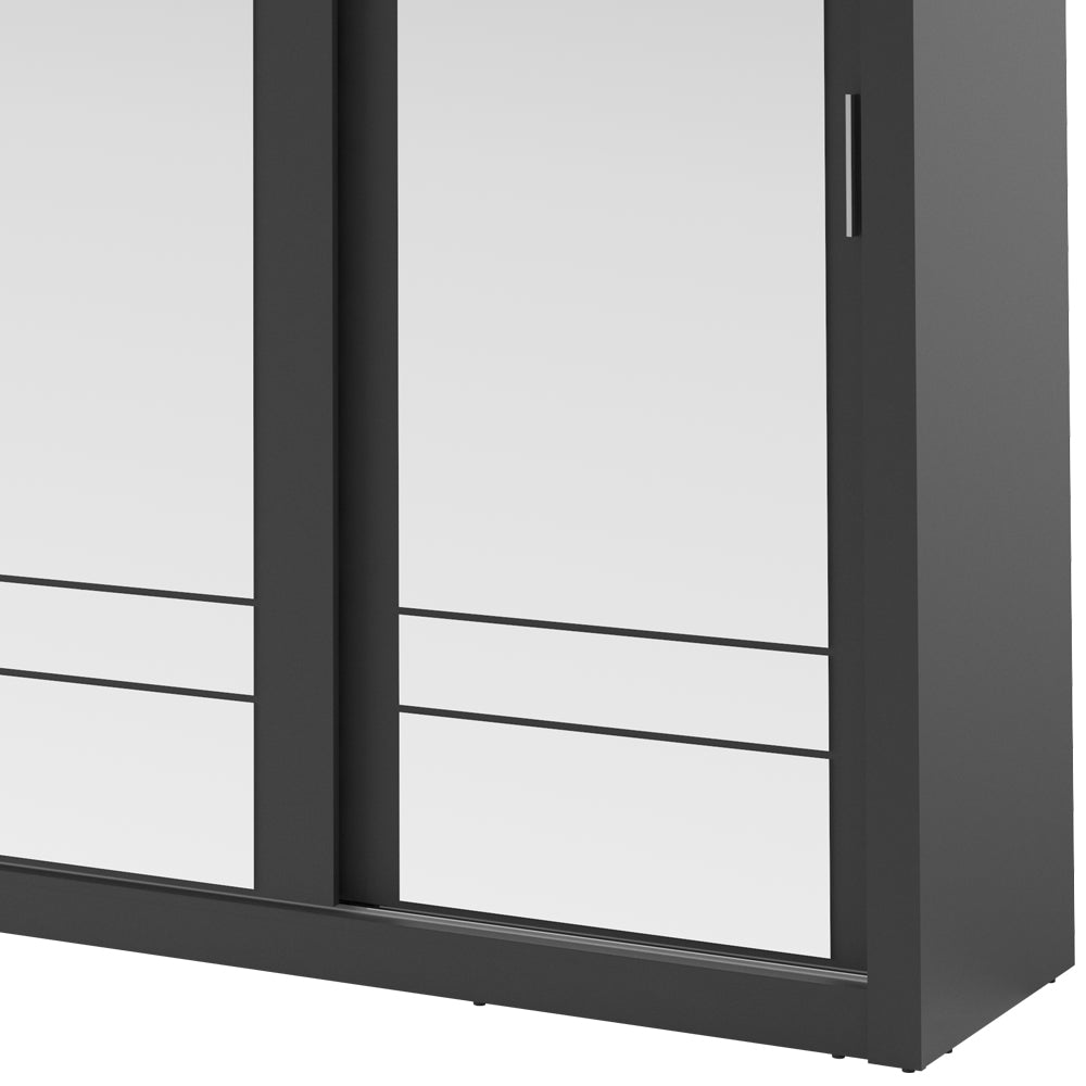 Szafa Arti 250 cm z trzema lustrami czarna