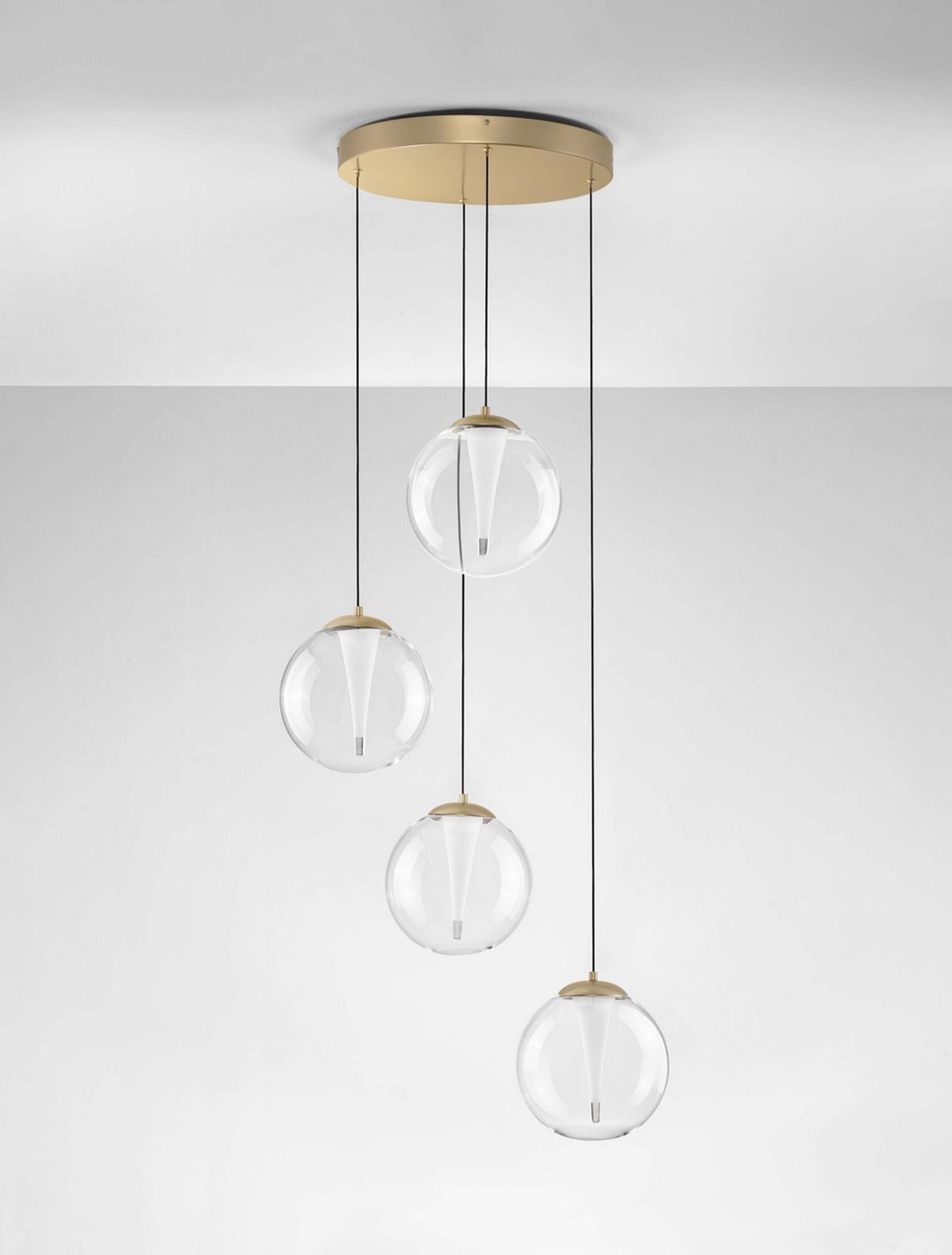 Lampa wisząca Eviline LED x4 na okrągłej podsufitce złota