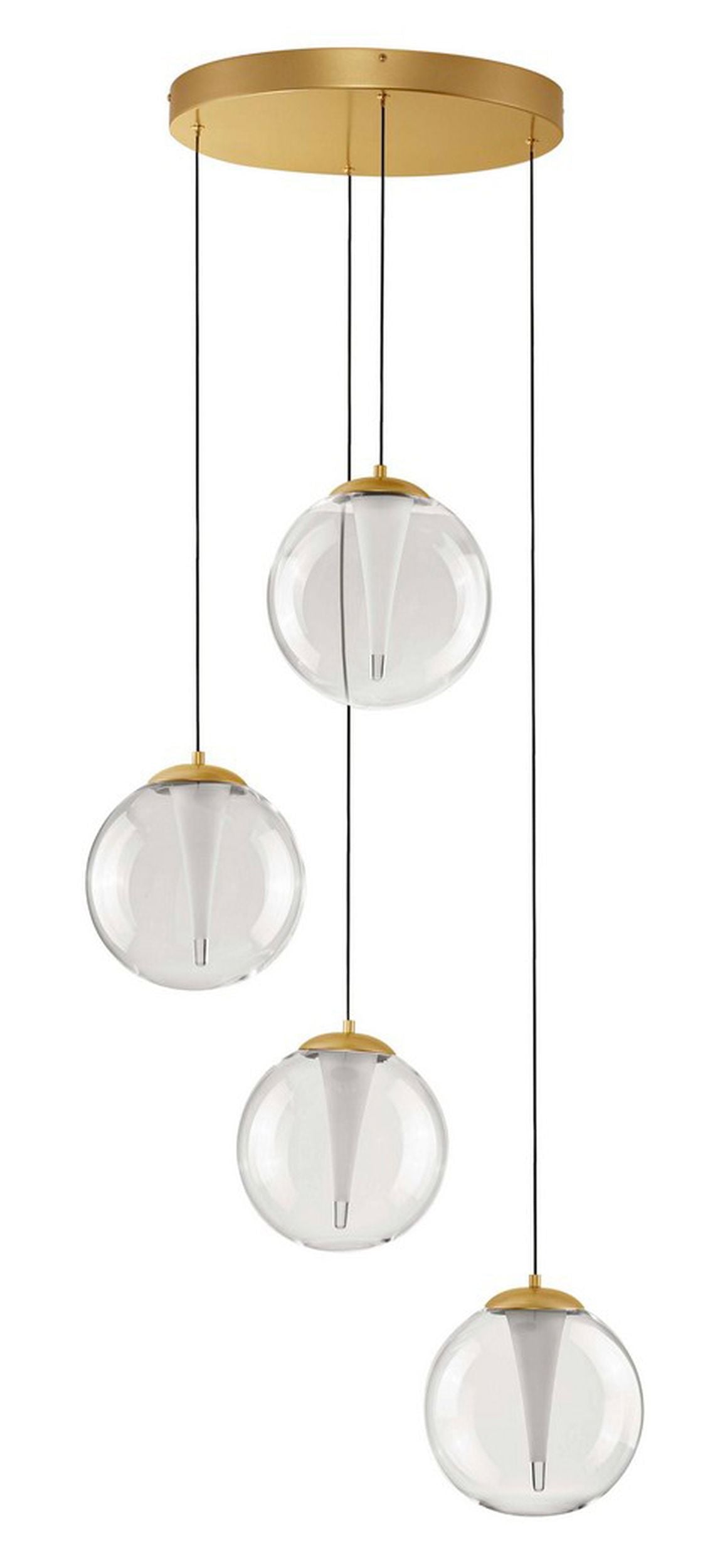Lampa wisząca Eviline LED x4 na okrągłej podsufitce złota