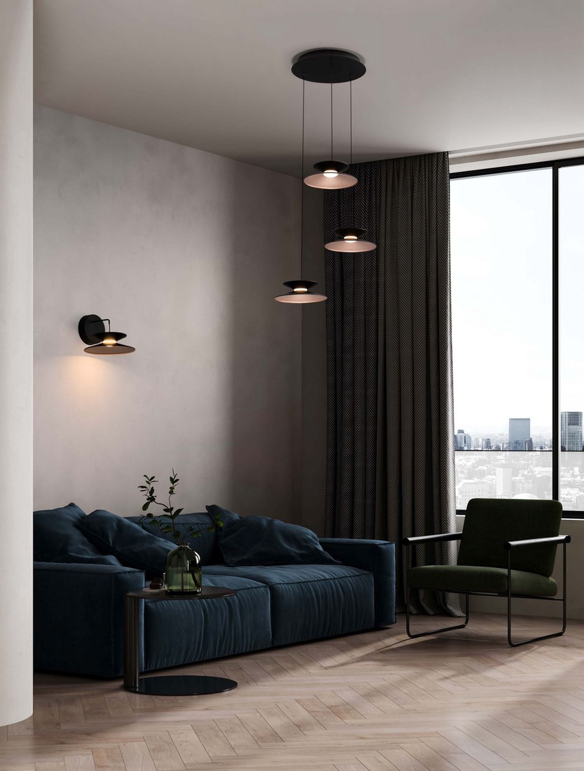 Lampa wisząca Sketter LED x3 złoto-czarna