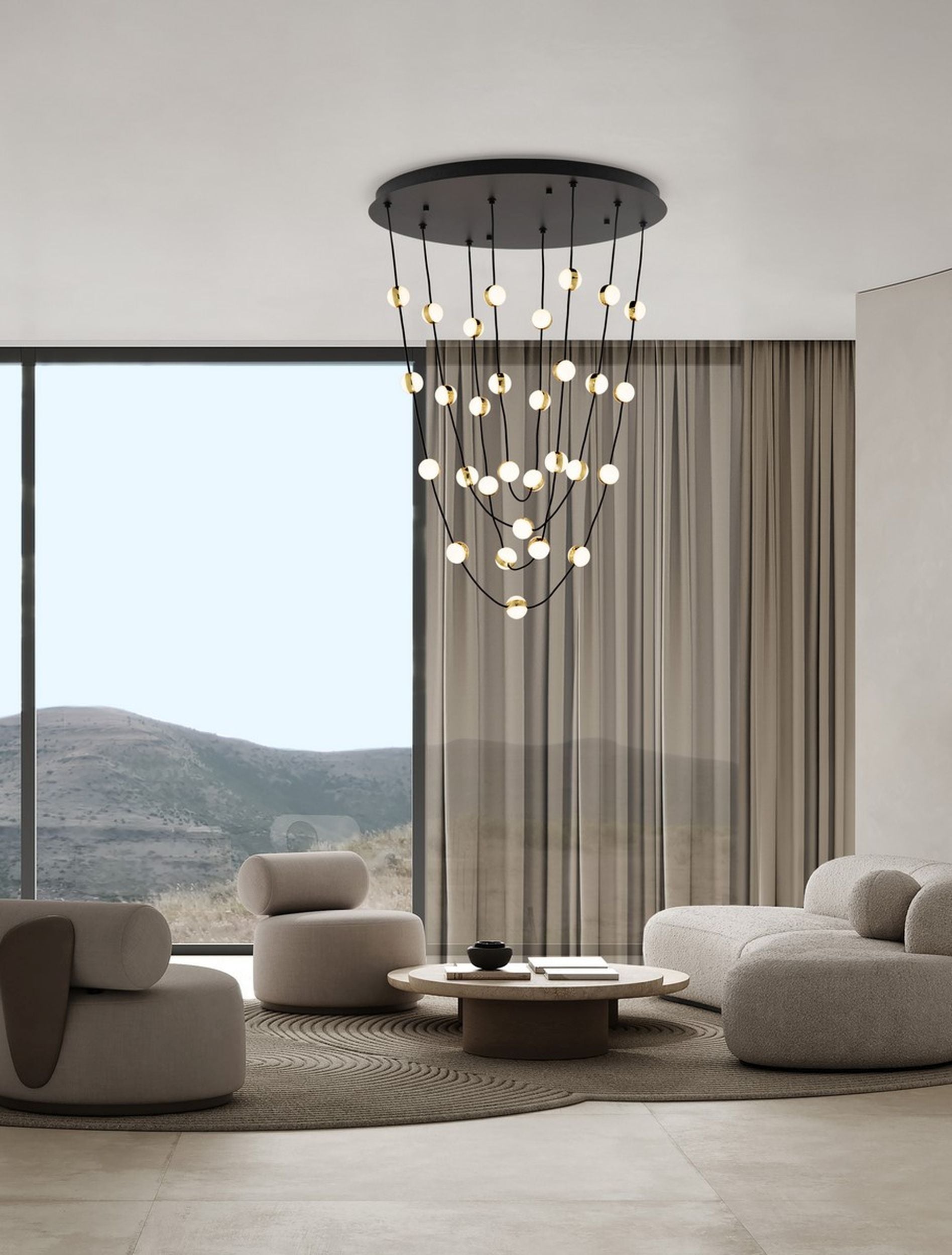 Lampa wisząca Systally LED 120 cm złoto-czarna
