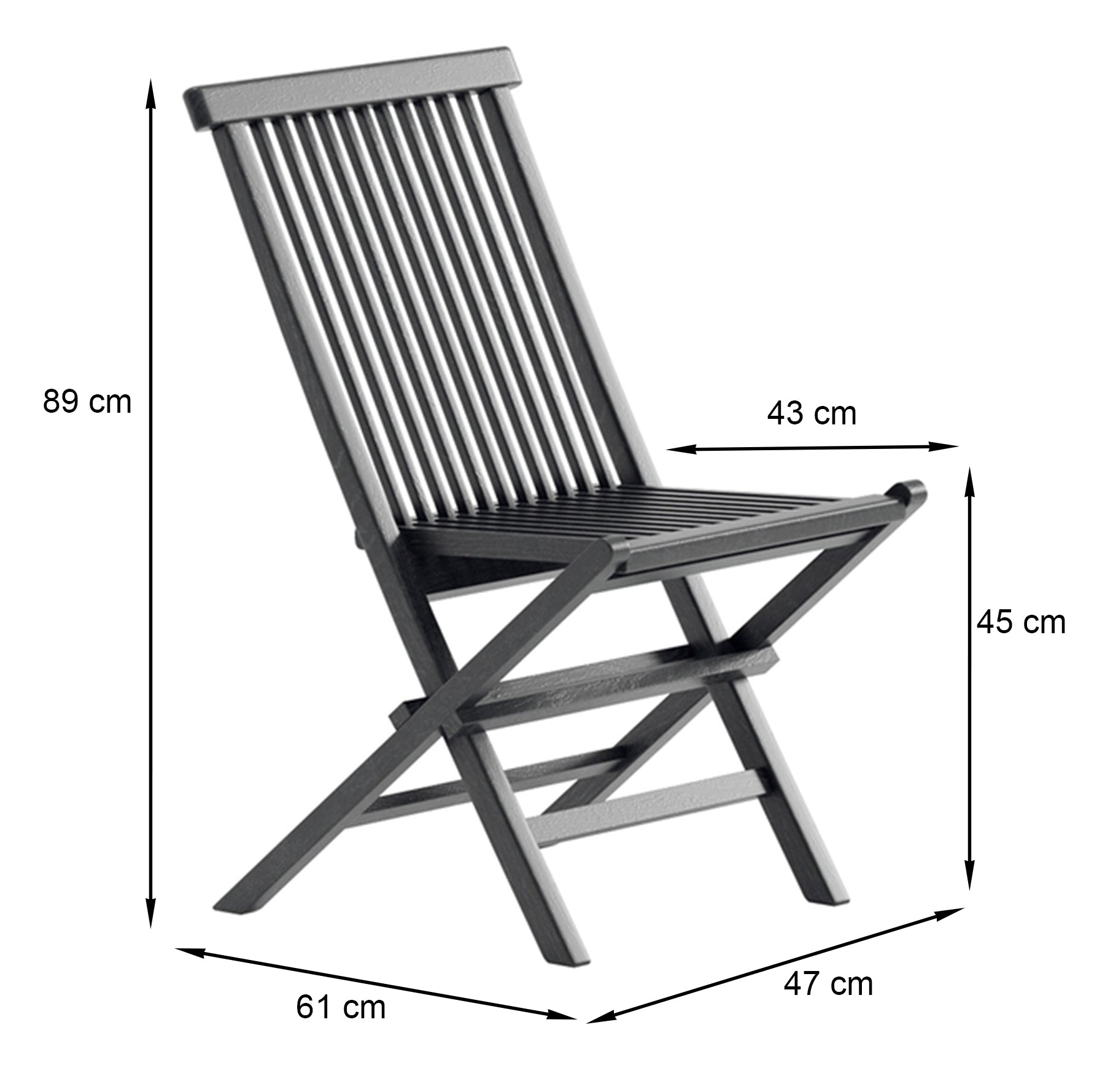 Krzesło ogrodowe Koyoo 60 cm czarne - głębokość 61 cm