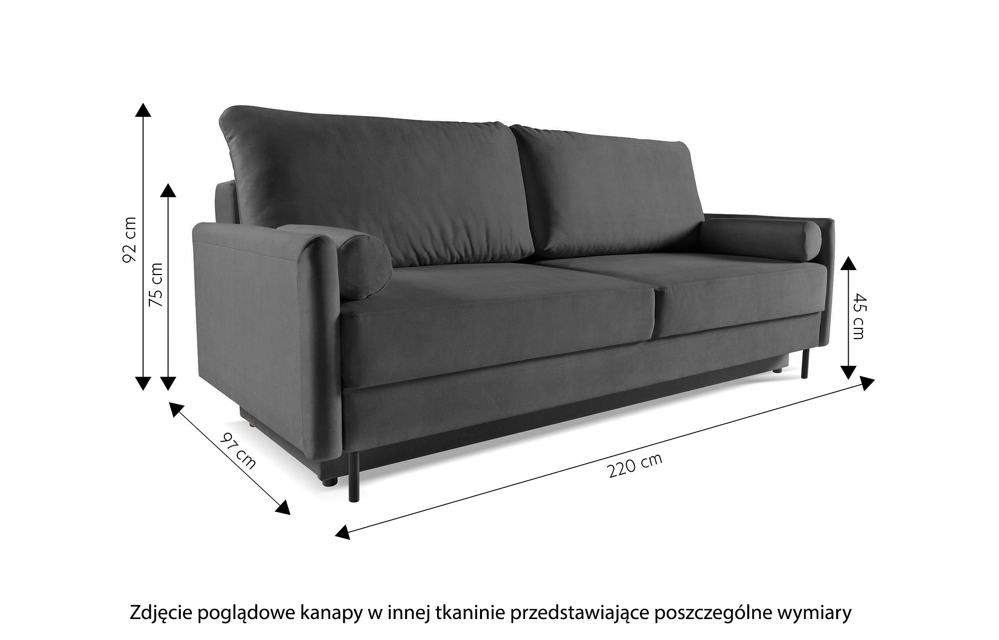 Kanapa rozkładana Tomonde butelkowa zieleń - wysokość 92 cm