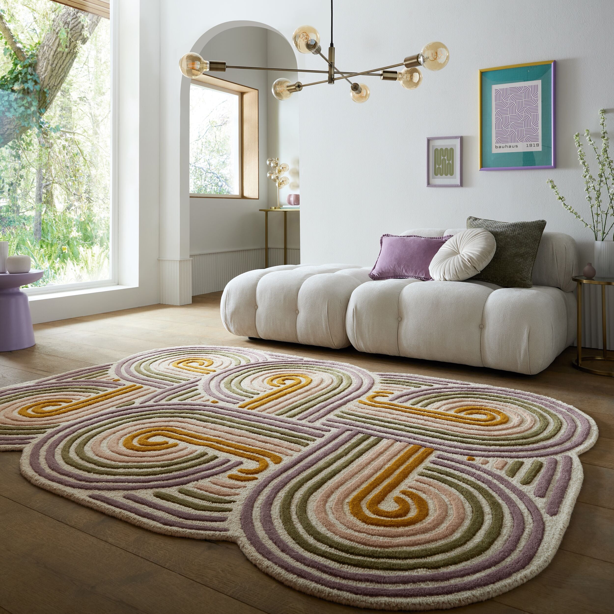 Dywan wełniany ręcznie wykonany Spiral 200x300 cm zielony