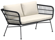 Sofa ogrodowa dwuosobowa Isola czarna z kremowymi poduszkami