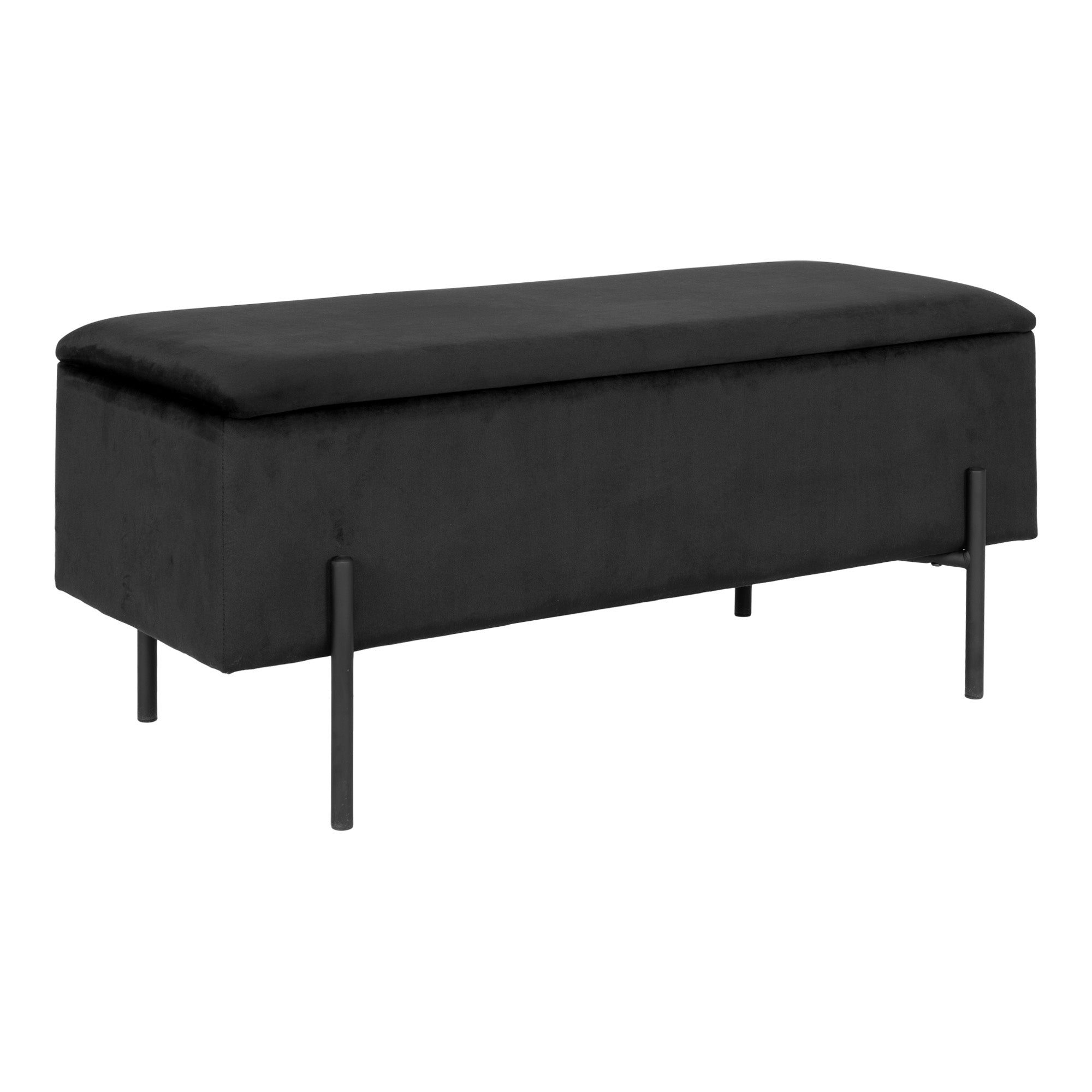 Ławka tapicerowana Bellent 95 cm czarna ze schowkiem