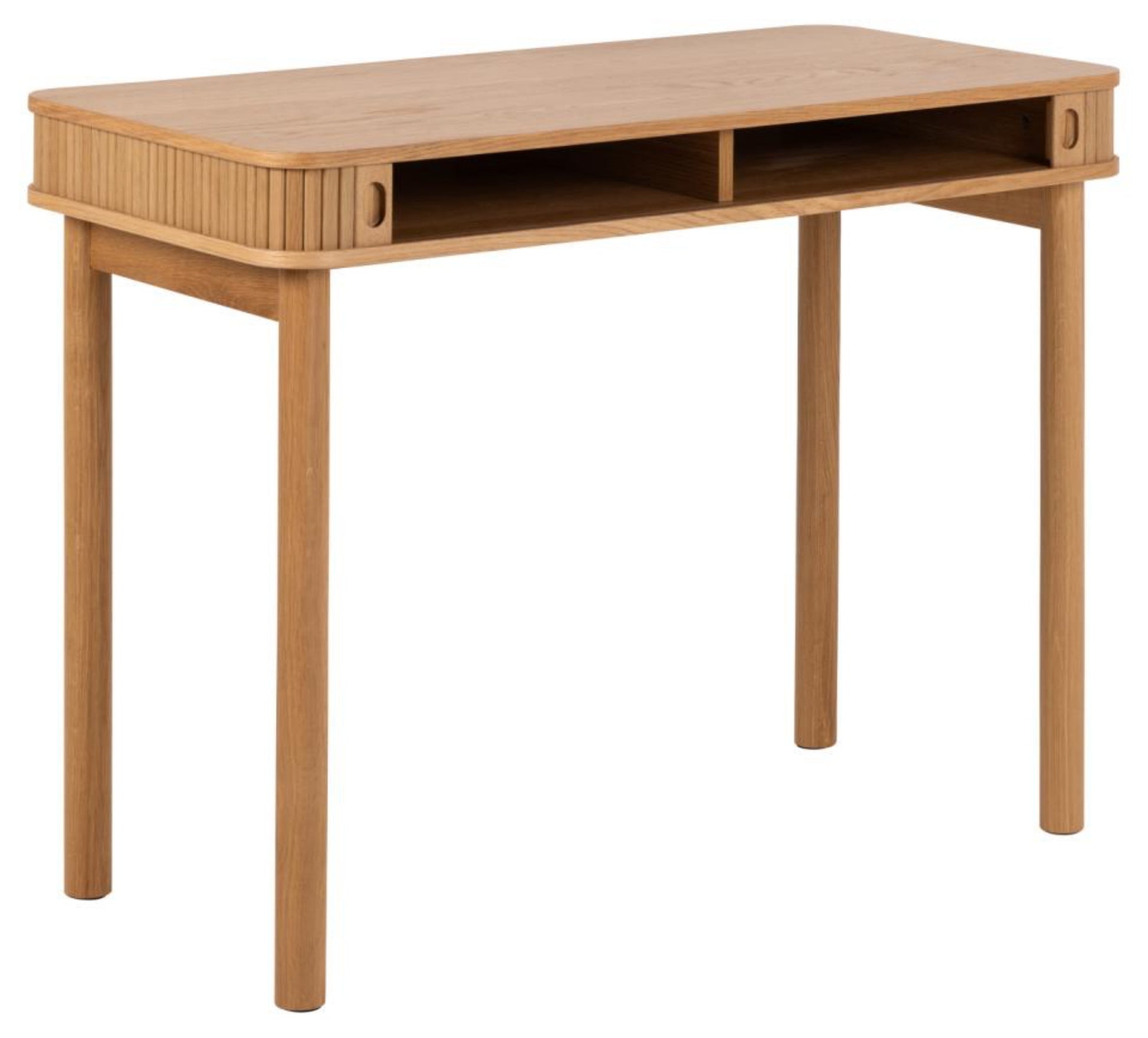 Biurko drewniane Wilent 100x50 cm dąb lamele - styl skandynawski