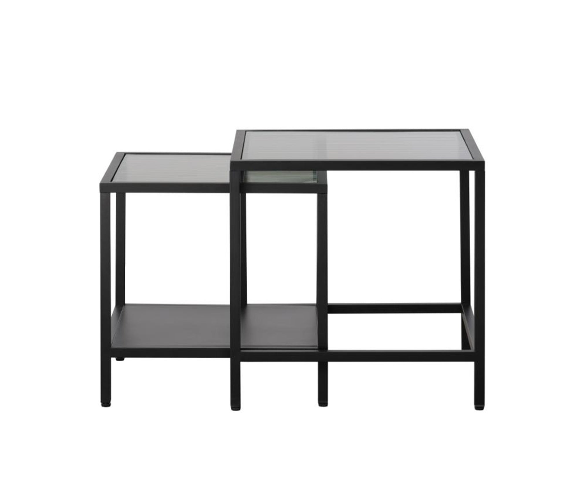 Zestaw stolików kawowych Avensunly przeszklone 50 cm czarne