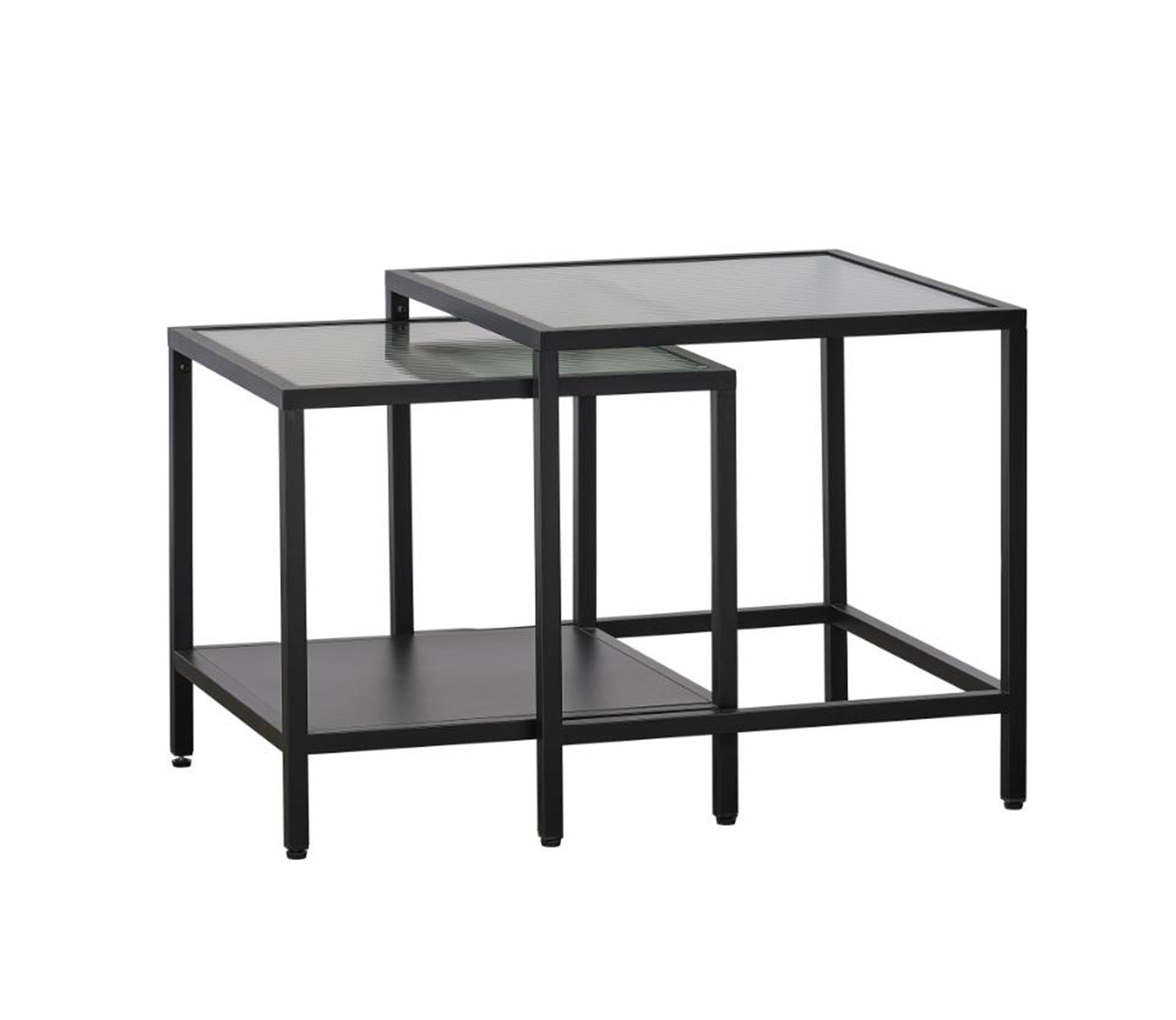 Zestaw stolików kawowych Avensunly przeszklone 50 cm czarne - materiał metal