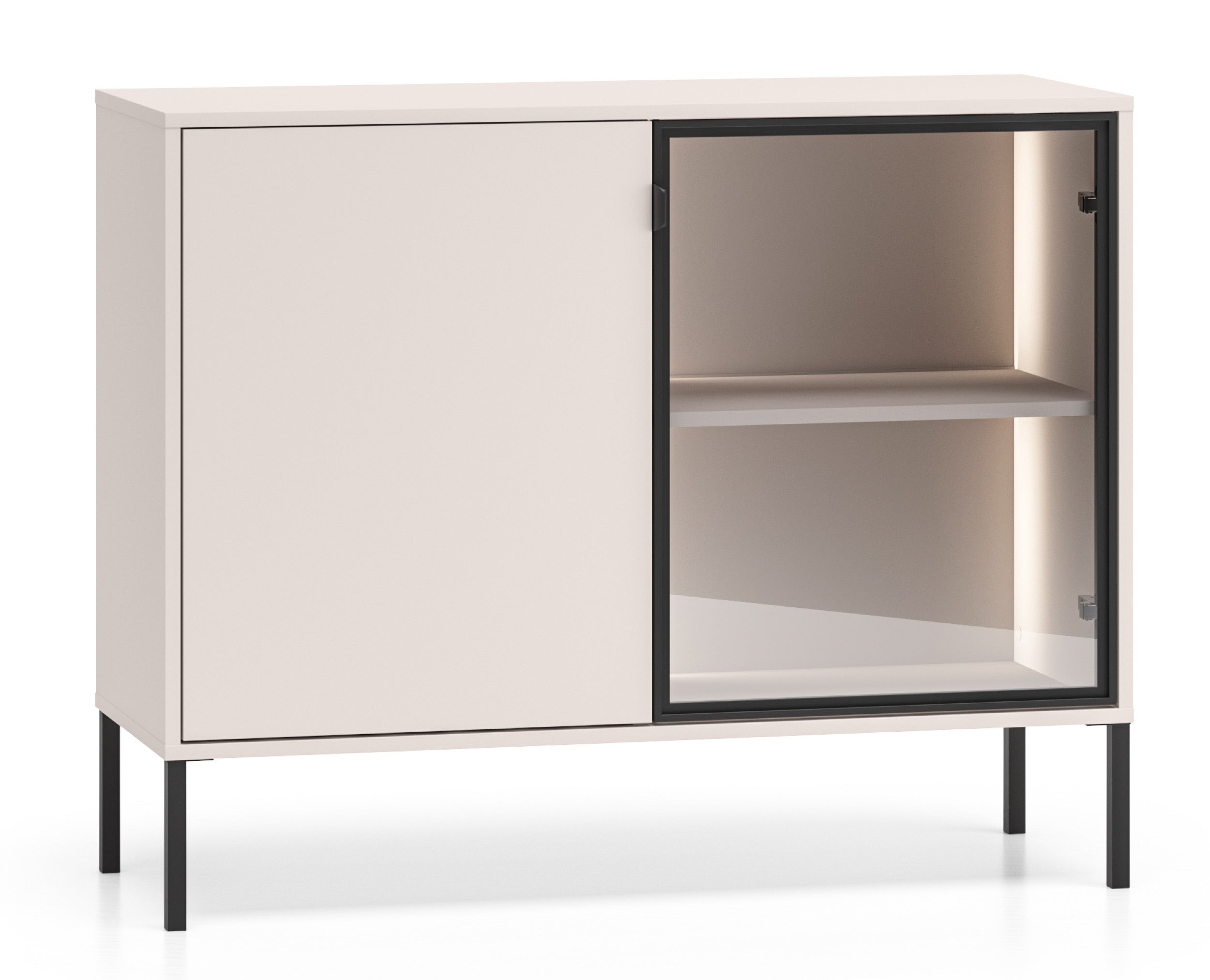 Komoda dwudrzwiowa Barnee z oświetleniem 107 cm kaszmir