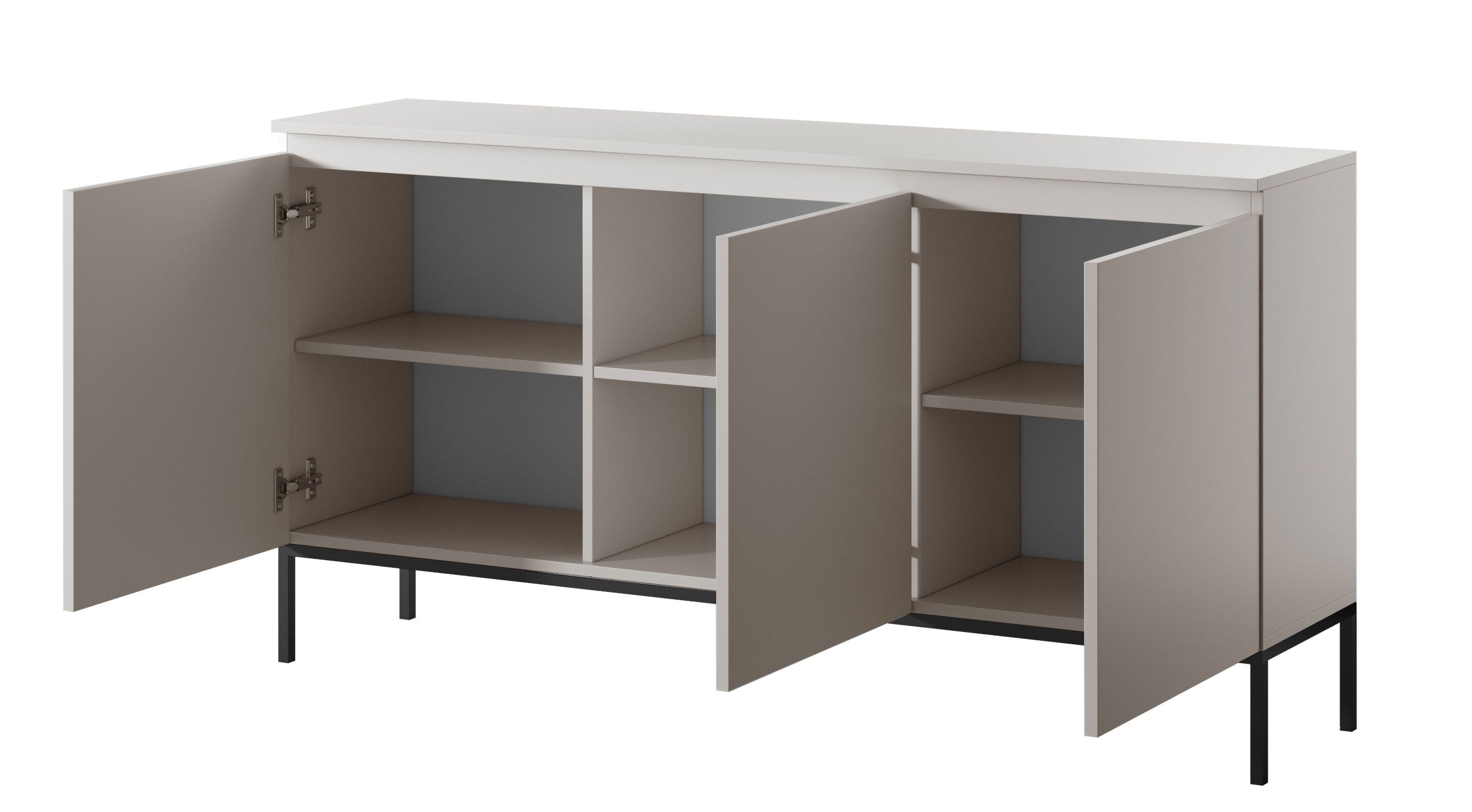 Komoda trzydrzwiowa Bemmi 150 cm kaszmir - materiał metal