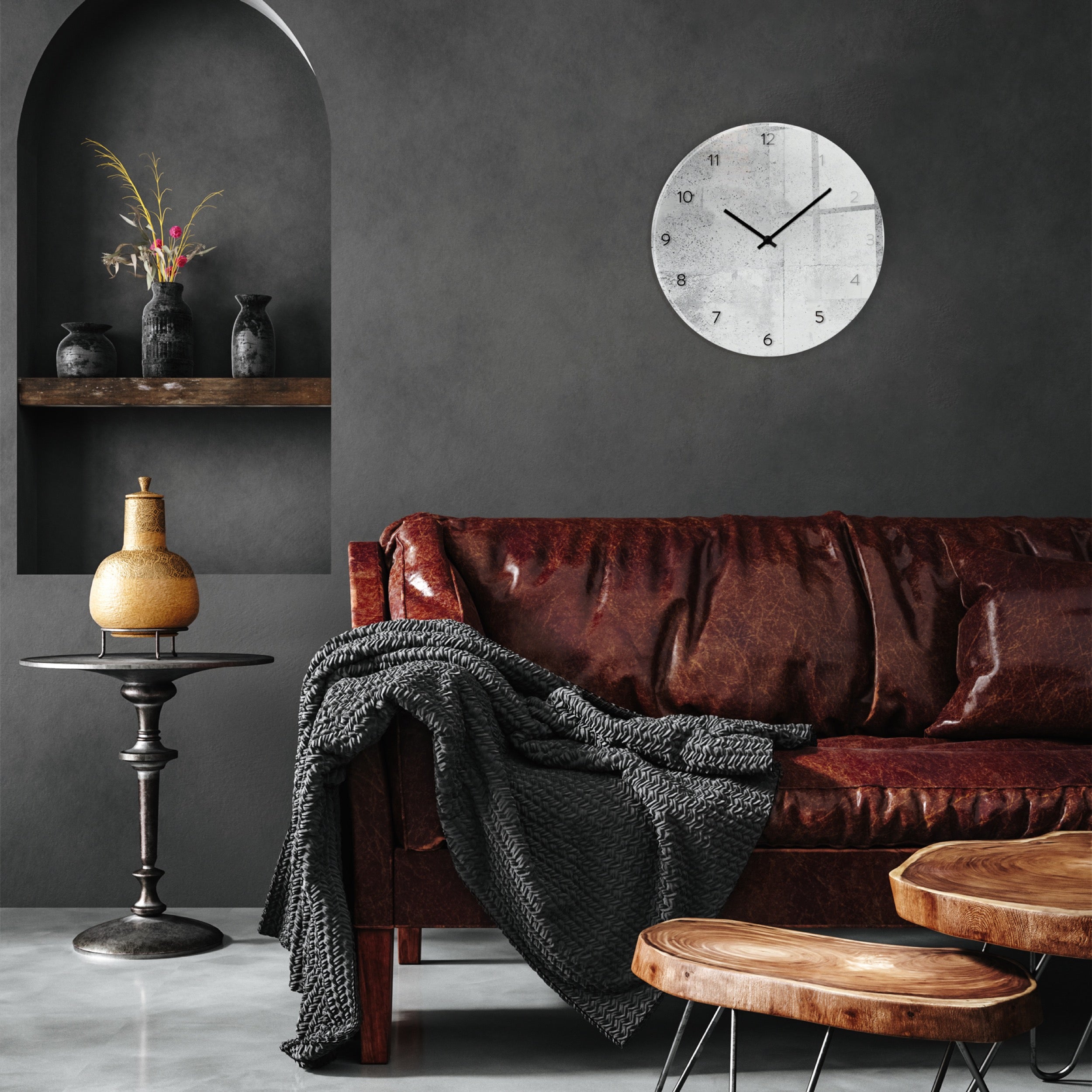 Zegar ścienny Wall średnica 30 cm szary