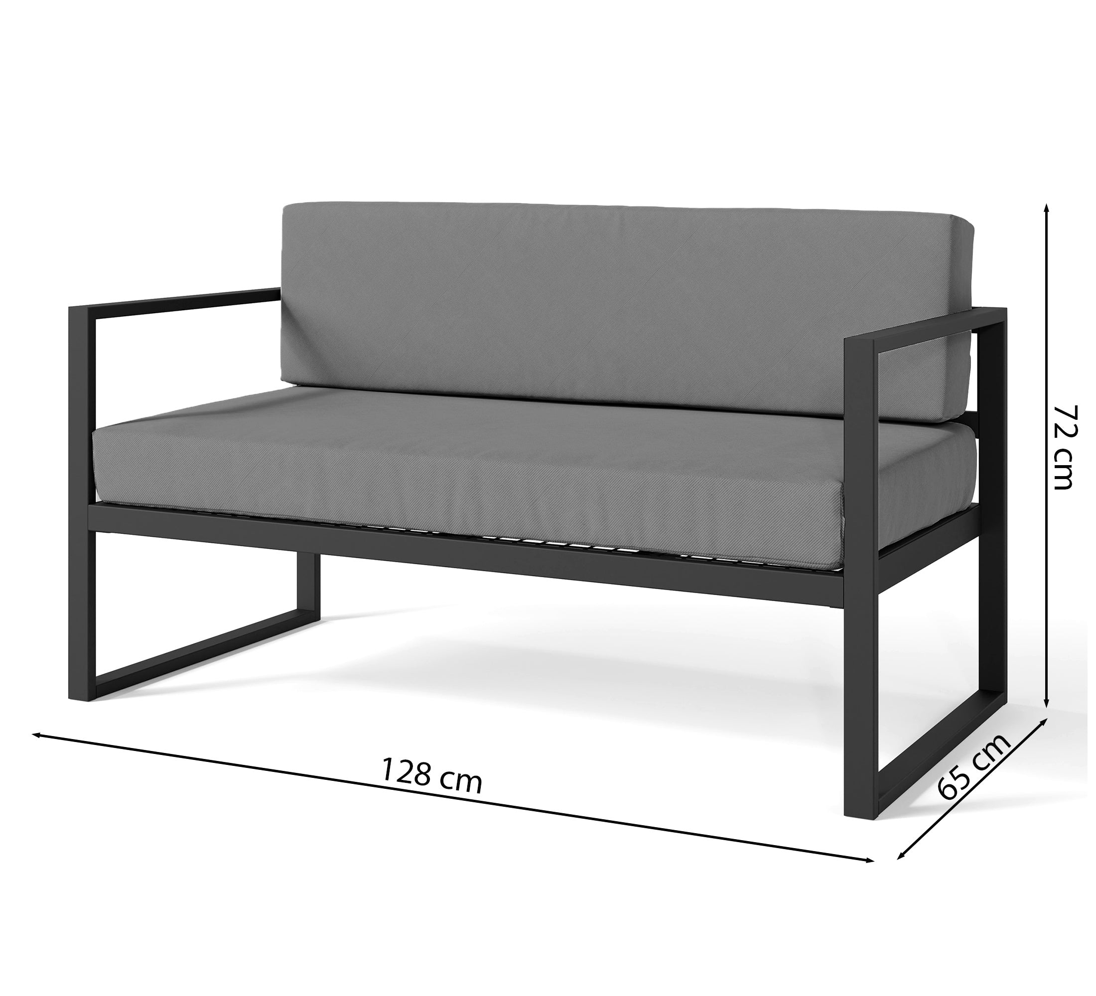 Sofa ogrodowa dwuosobowa Dywilly w tkaninie hydrofobowej szara/ szary stelaż