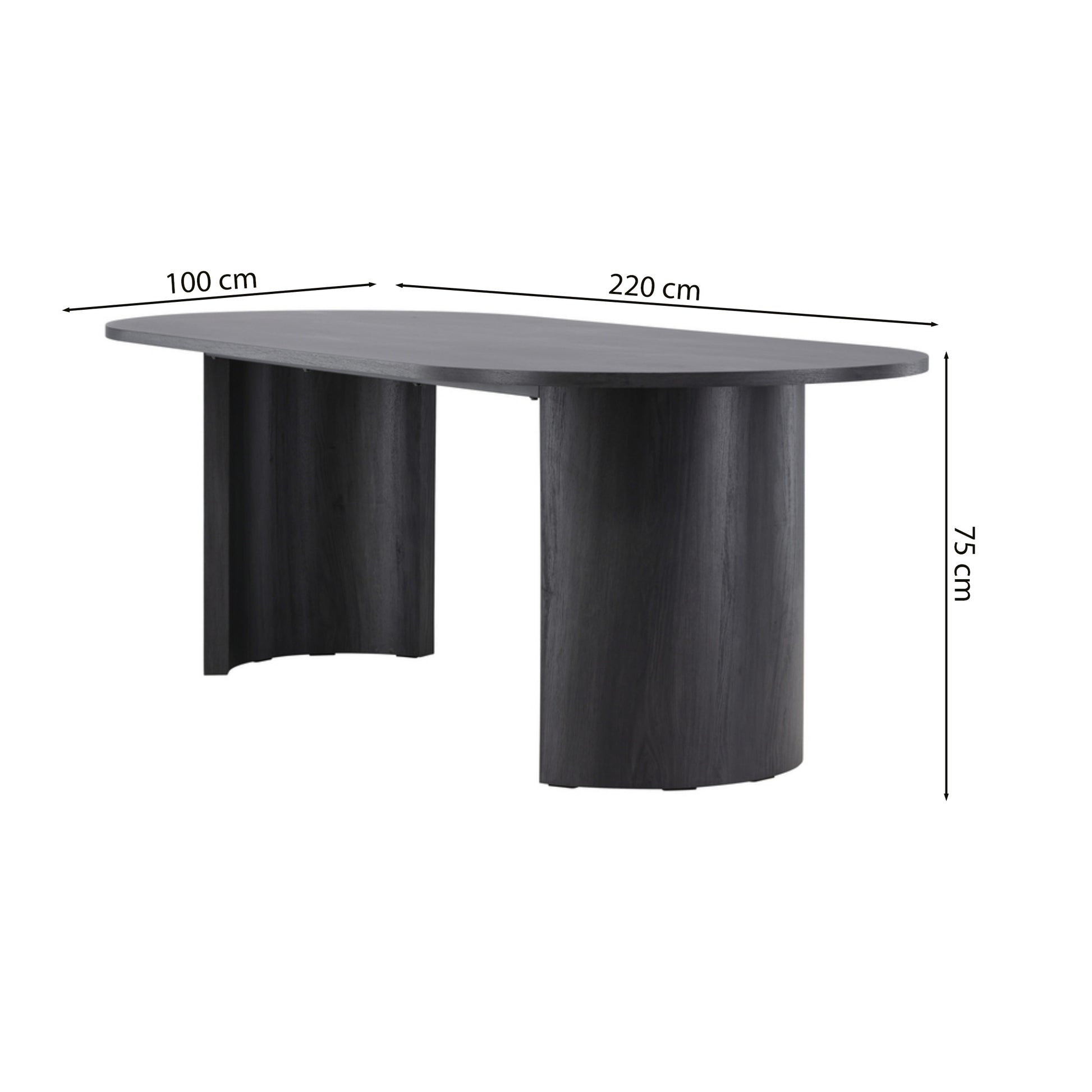 Stół do jadalni Grundsund z owalnym blatem 220x100 cm dąb czarny - materiał płyta meblowa, mdf okleinowany
