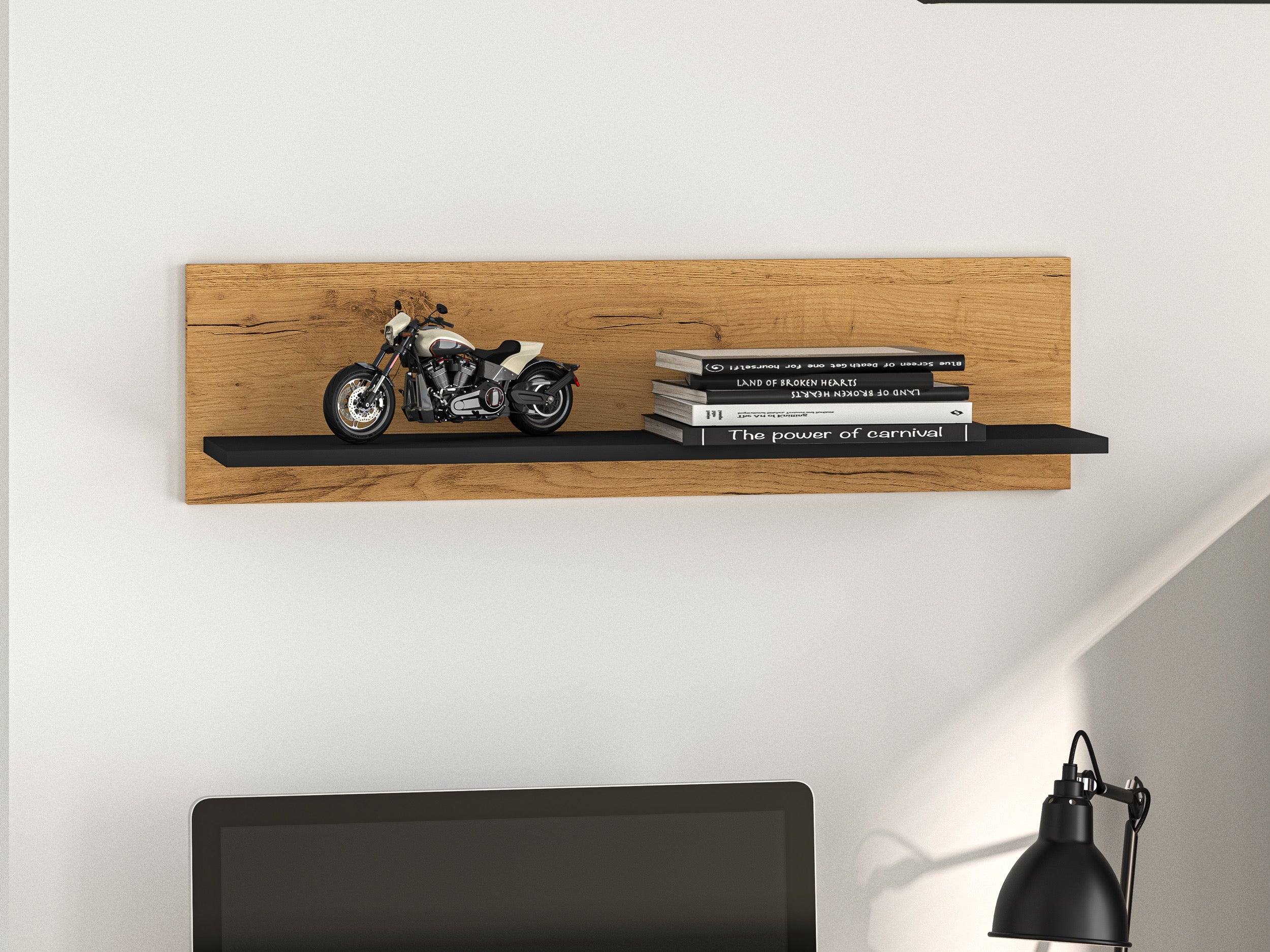 Półka młodzieżowa Colt 92 cm dąb craft/czarny - materiał płyta meblowa