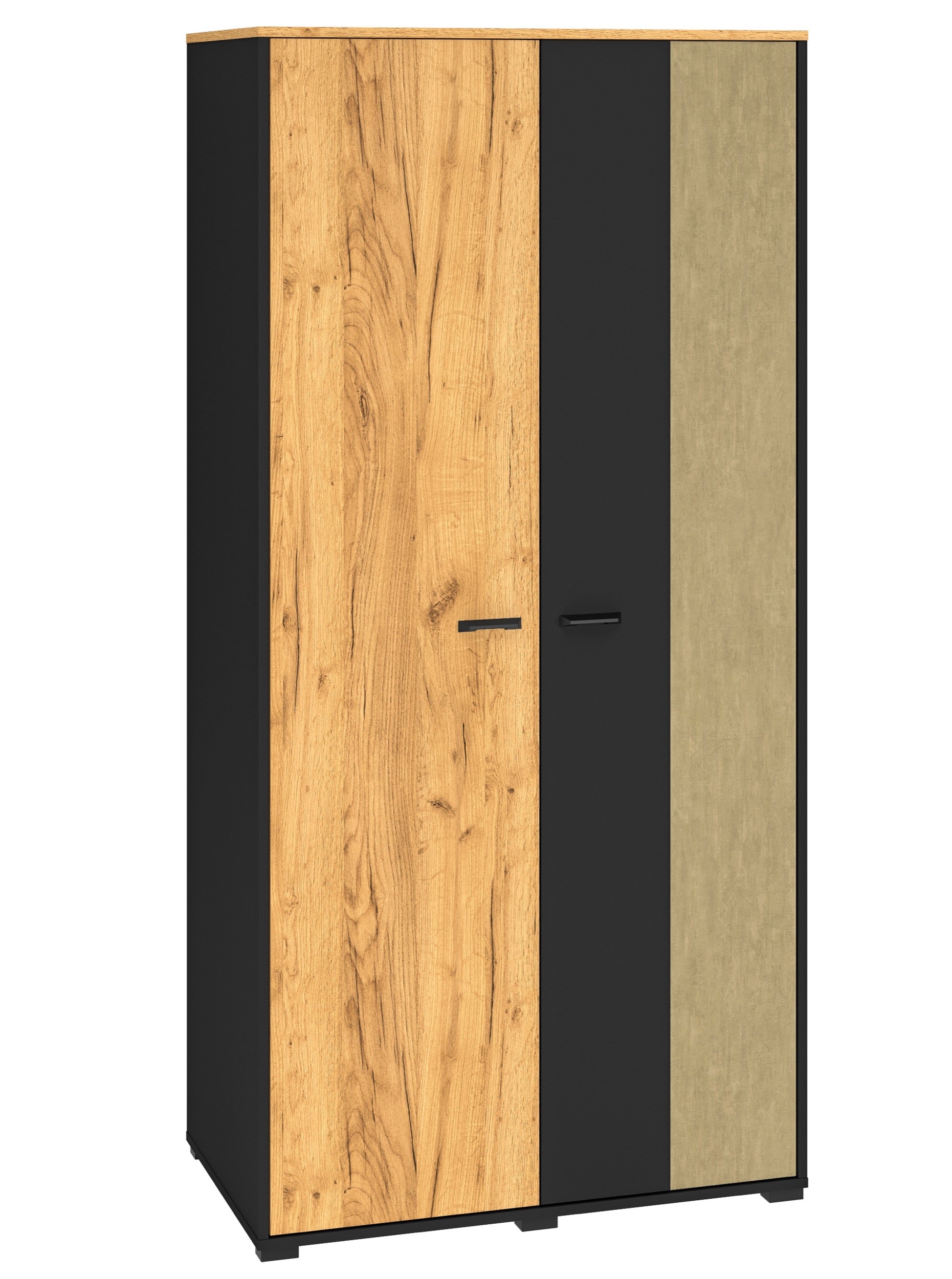 Szafa młodzieżowa dwudrzwiowa Colt z drążkami i półkami 90 cm dąb craft/czarny/stal