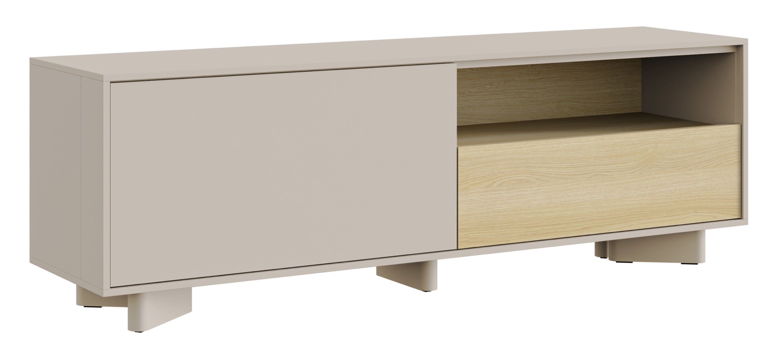 Szafka RTV Distria z szufladą 140 cm kaszmir/dąb vicenza