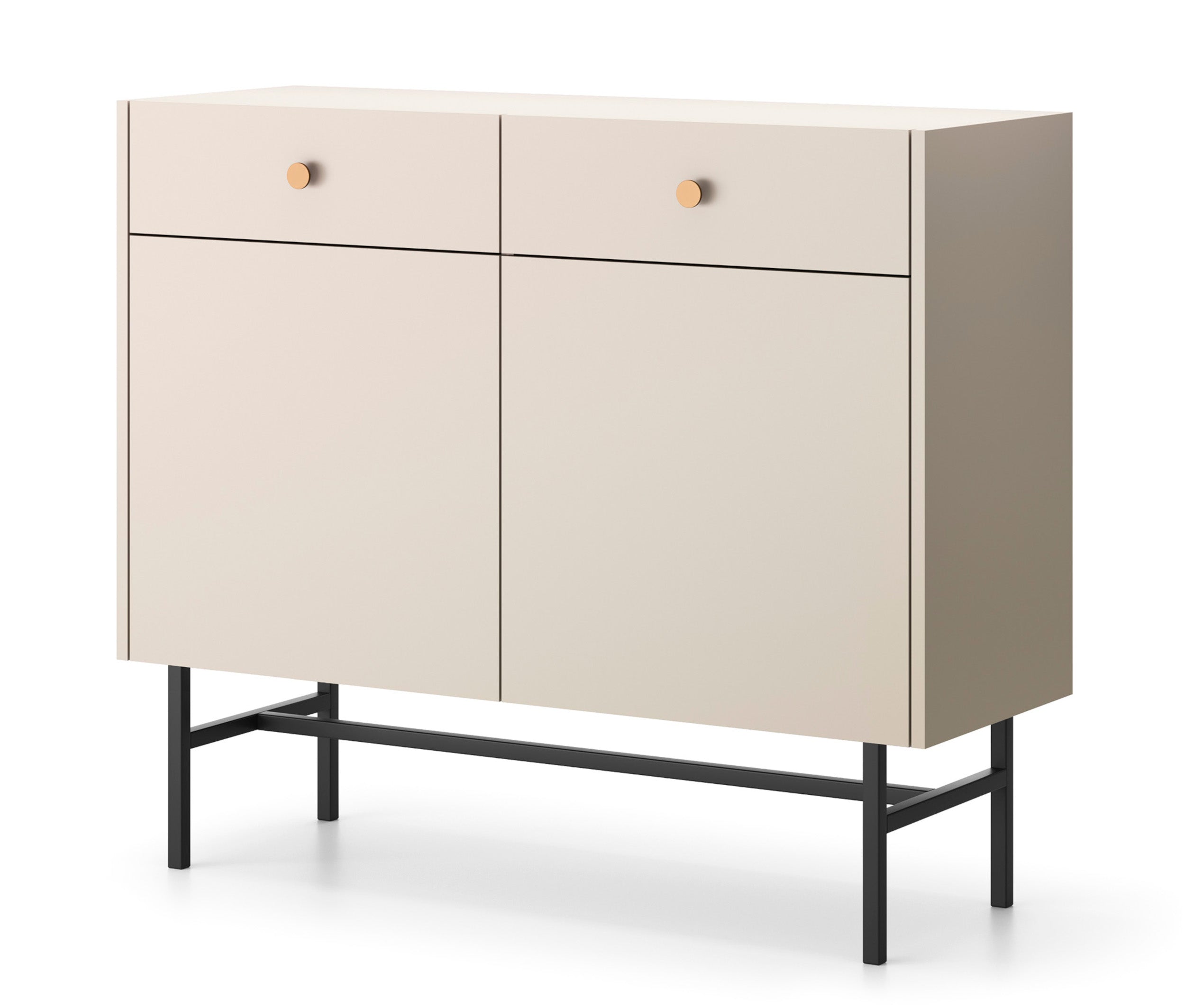 Komoda dwudrzwiowa Divenos z szufladami 104 cm Szary beż