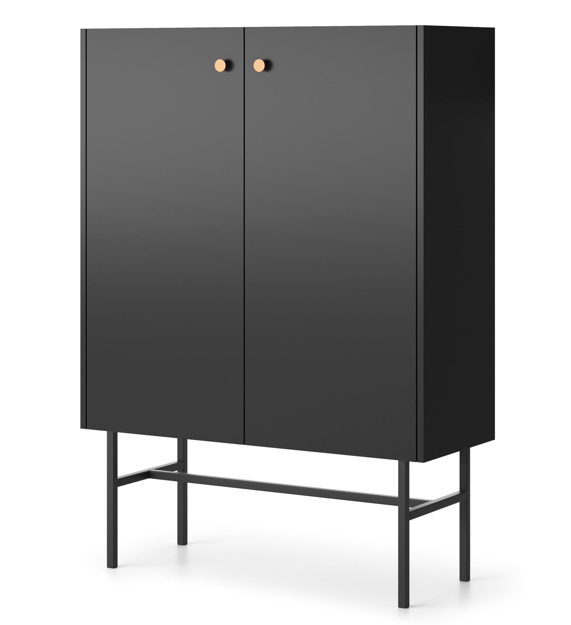 Komoda wysoka Divenos dwudrzwiowa 93 cm Czarna