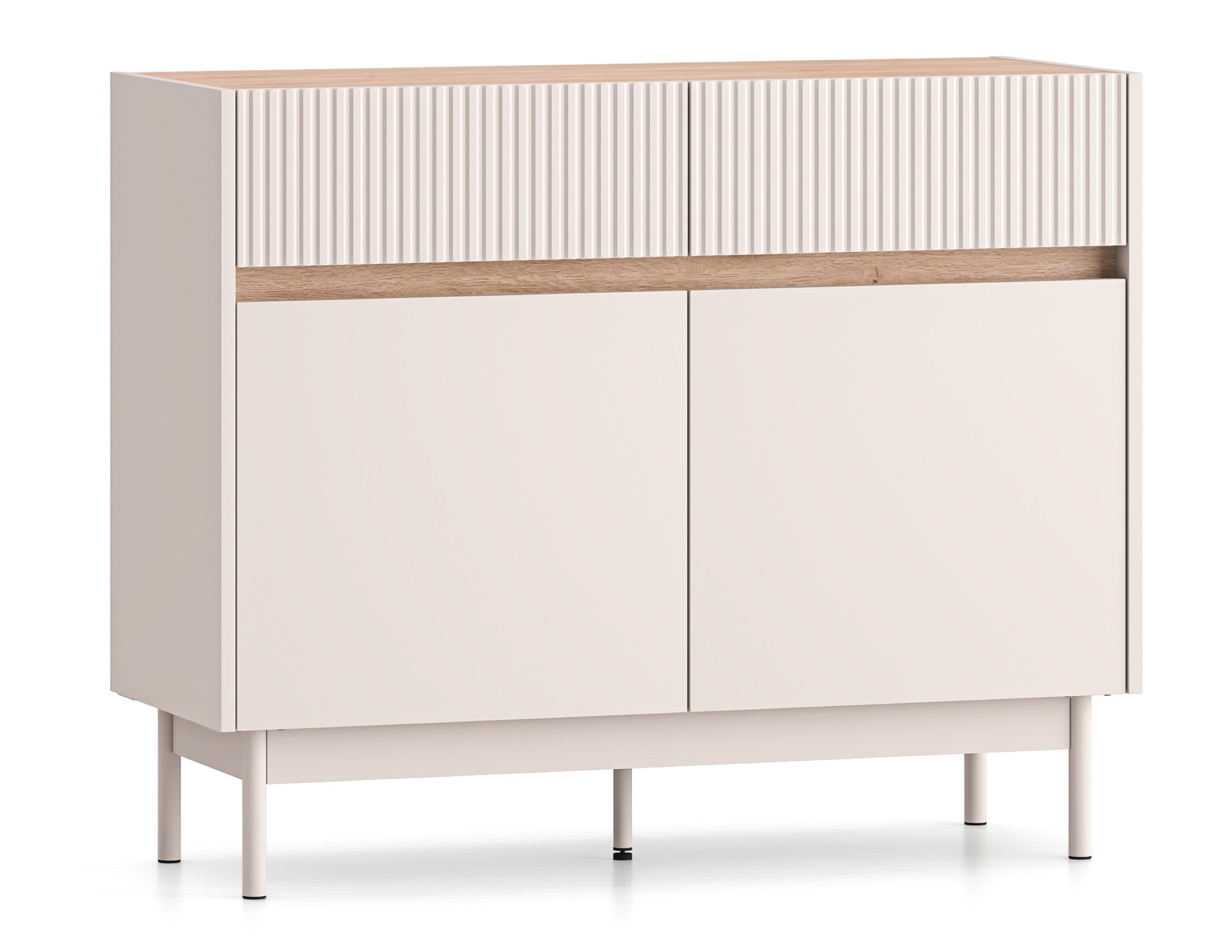 Komoda dwudrzwiowa Dunea z dwiema szufladami 104 cm kaszmir/dąb